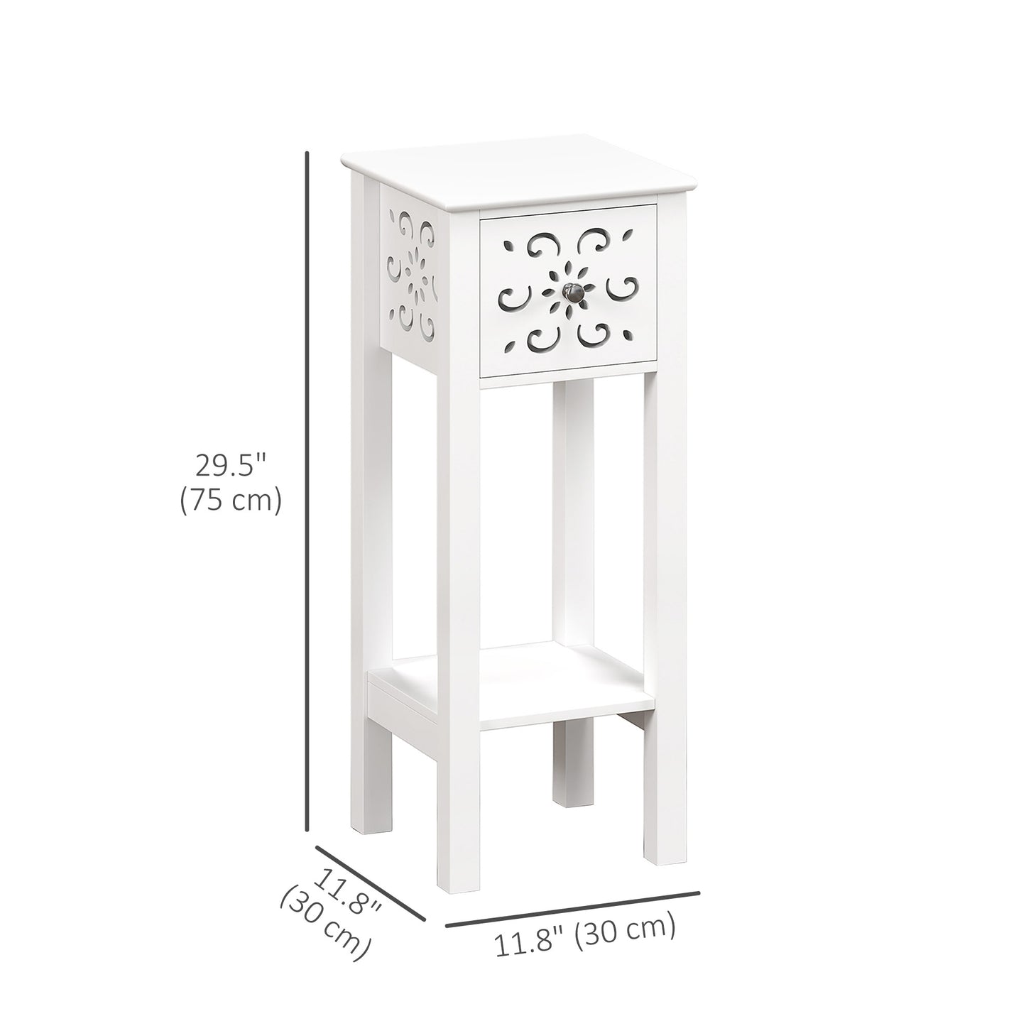 HOMCOM Nightstand Set of 2 with Drawer and Open Storage Shelf White