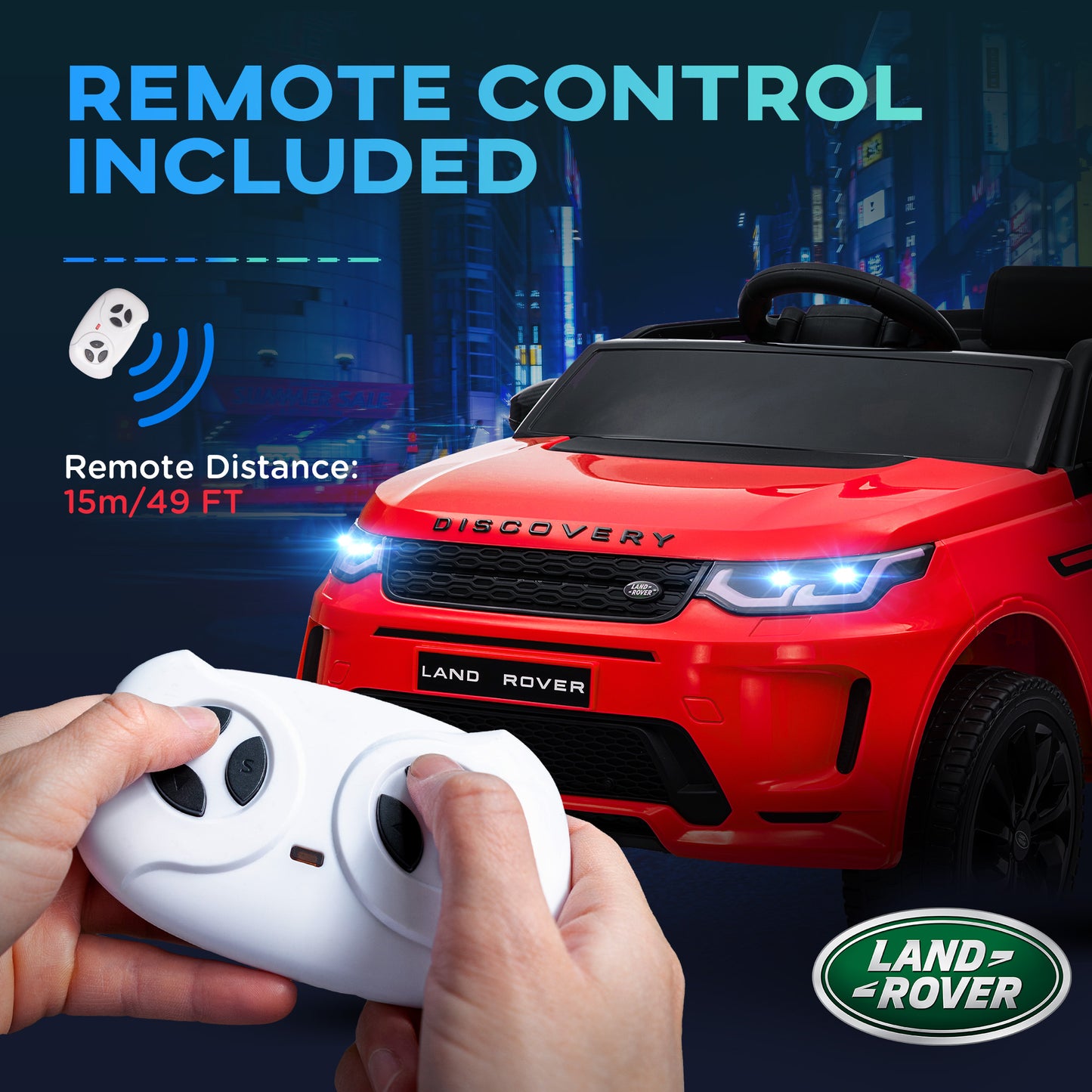 Qaba Land Rover Discovery Sport Licensed 12V Ride on Car w/ Remote, Soft Start, LED Lights, Music Horn, White