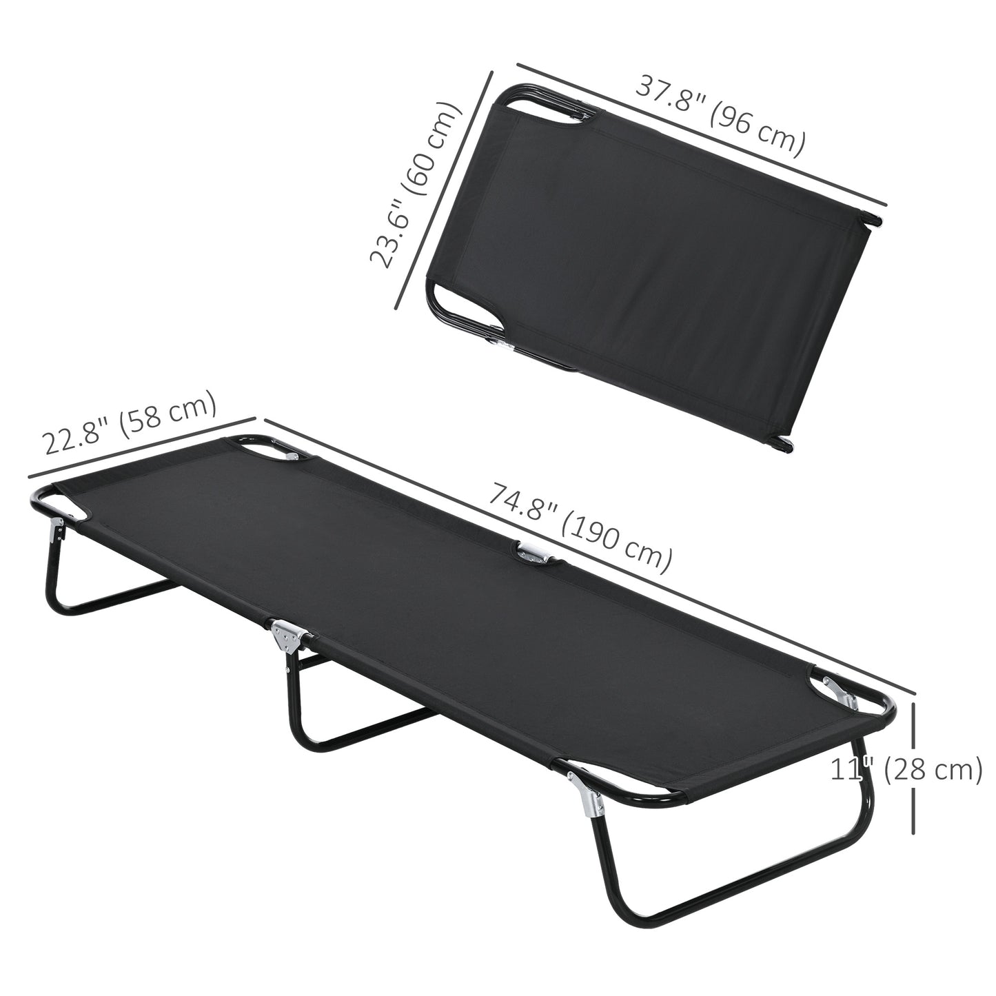 Outsunny Folding Camping Cot for Adults Portable Outdoor Sleeping Bed for Office Beach Home, Green