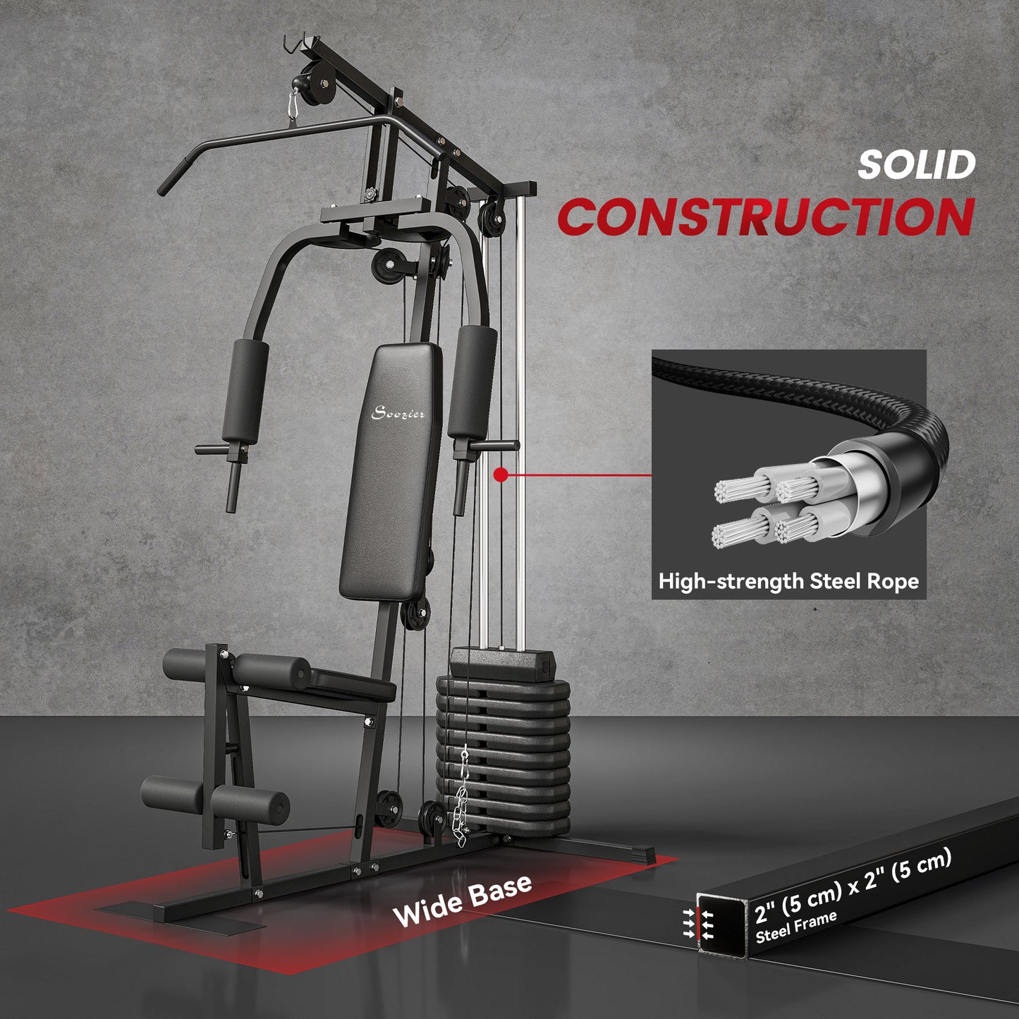 Soozier Multi-Exercise Home Gym Station with 99lbs Weight Stack, for Full Body Workout