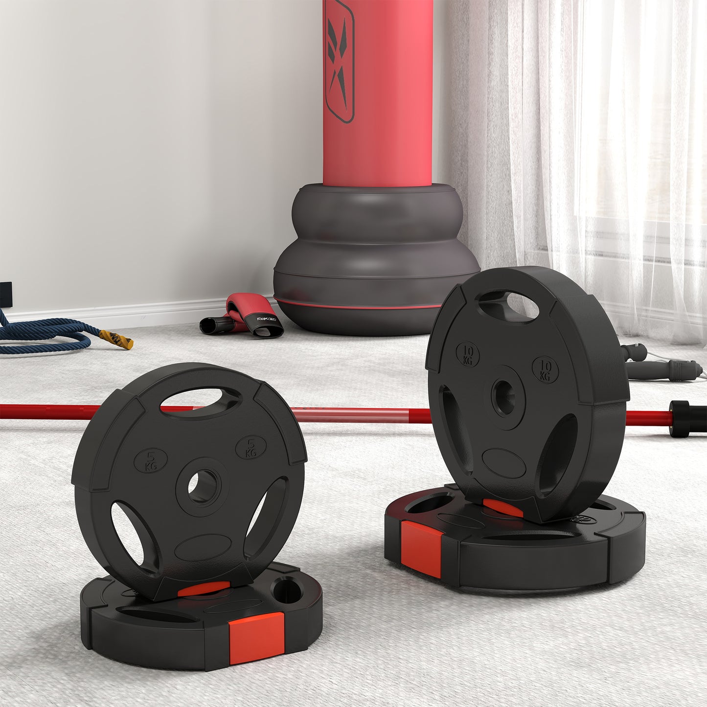 Soozier 1-Inch Weight Plates, Barbell Weights Set for Weightlifting and Strength Training, 2 x 22lbs + 2 x 11lbs