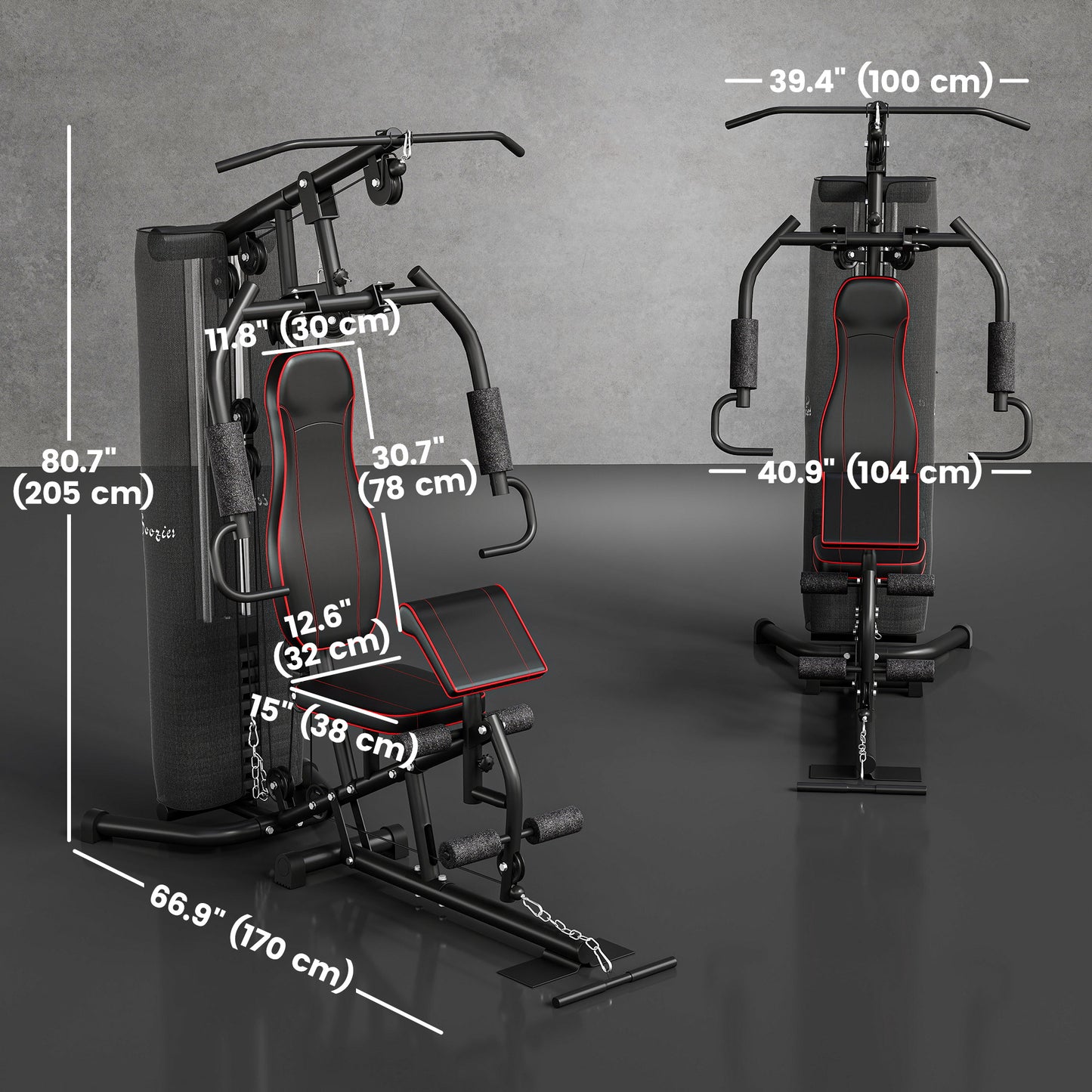 Soozier Multi-Exercise Home Gym Station with 99lbs Weight Stack, for Full Body Workout