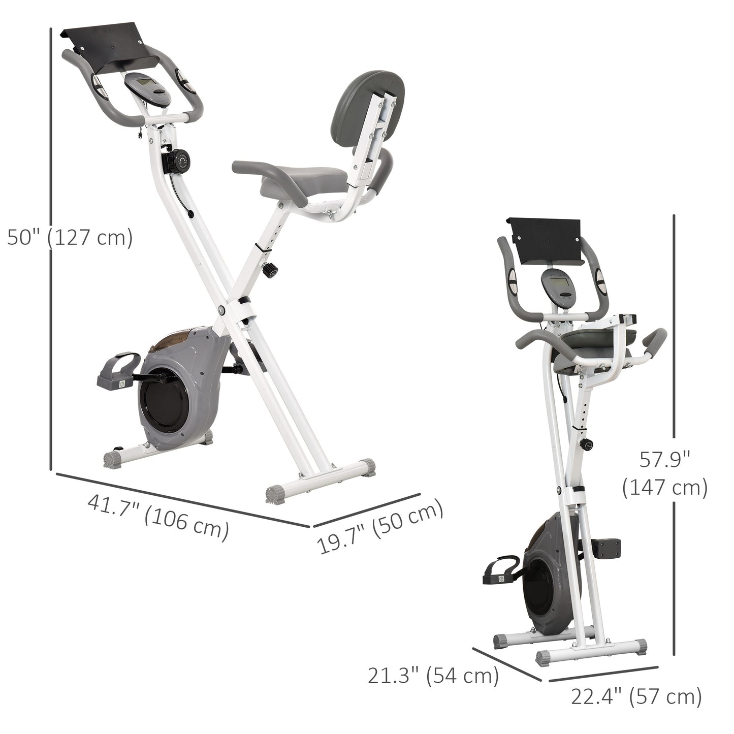 Soozier Folding Exercise Bike, Indoor Stationary Bike with 8-Level Magnetic Resistance and LCD Monitor, for Cardio Workout Grey