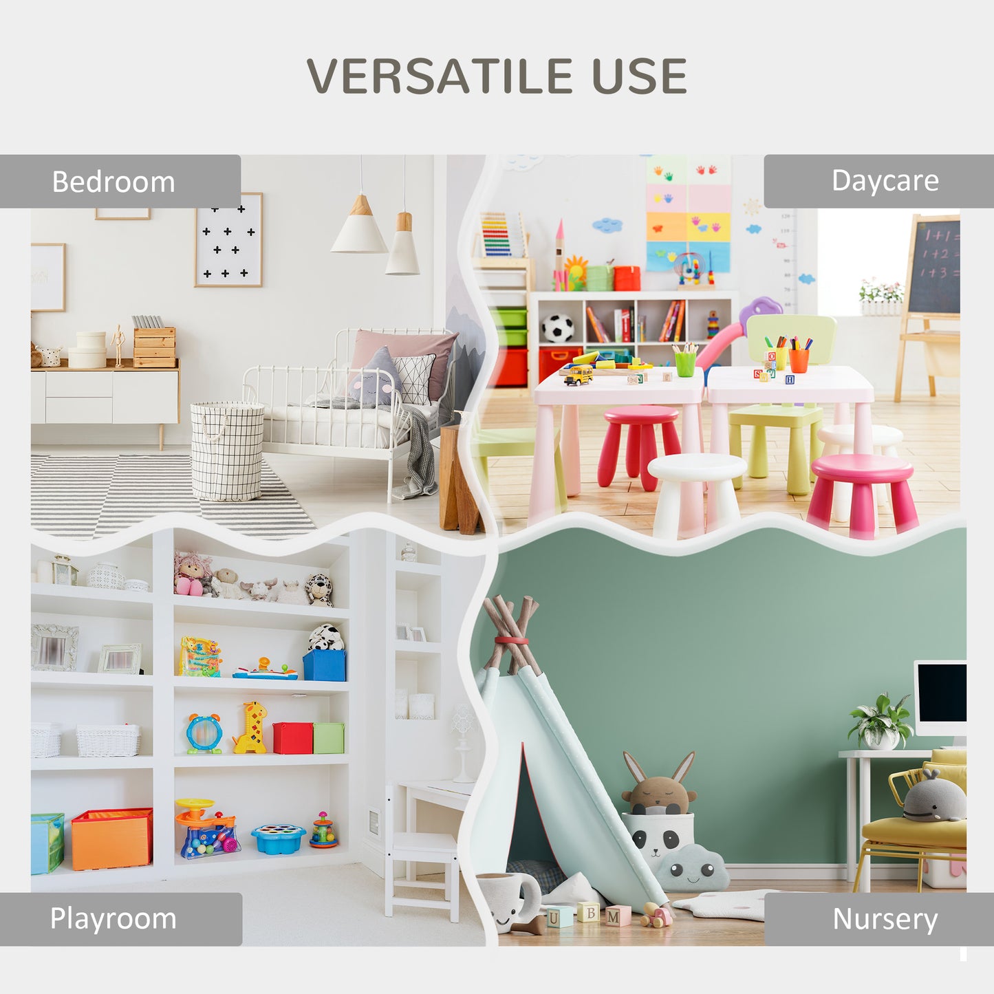 Qaba Kids Toy Storage Organizer Shelf, Children Bookshelf for Bedroom, Playroom, Nursery, Grey