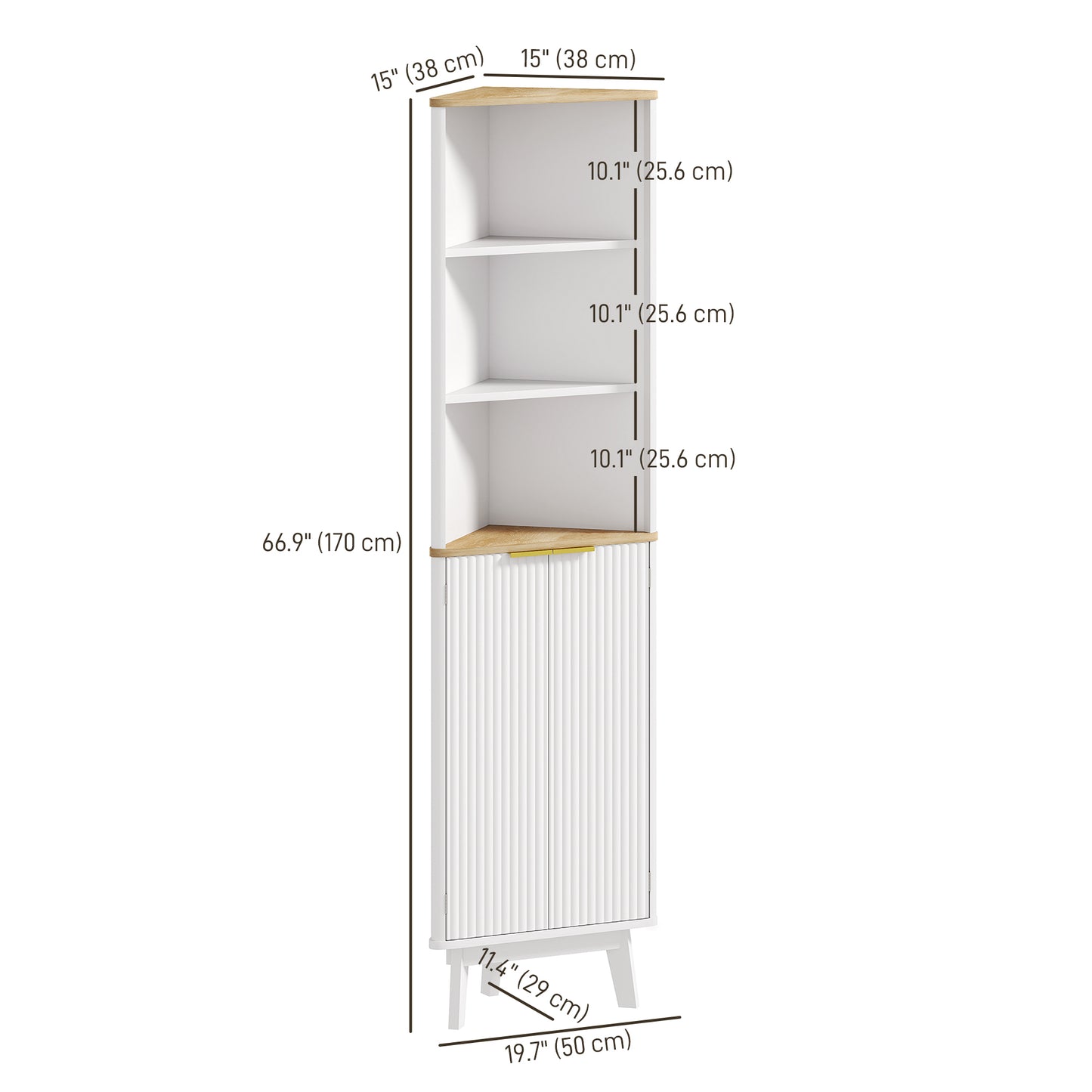 HOMCOM 67" Tall Bathroom Cabinet, Narrow Bathroom Storage Cabinet with 3 Open Shelves, Drawer and 2 Adjustable Shelves, White