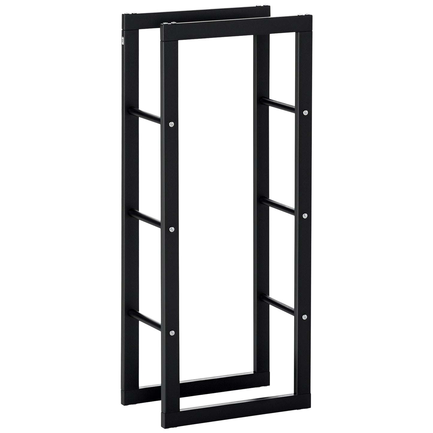 HOMCOM Firewood Rack Outdoor, Log Holder Fireplace Storage Rack with Handles and 220 lbs. Weight Capacity, 23.6" x 9.8" x 39.4", Black