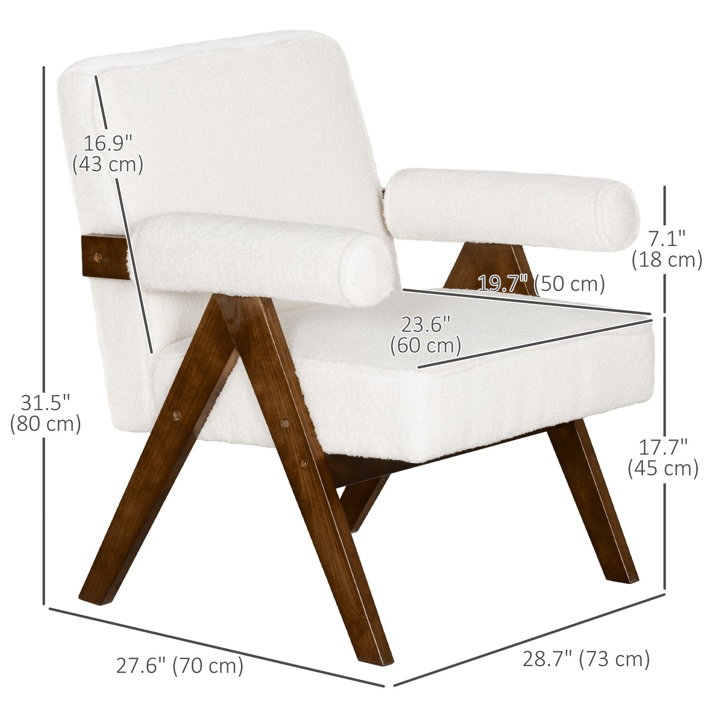 HOMCOM Corduroy Accent Chair Armchair with Wide Seat and Soft Padded Armrests for Reading, Bedroom, Dark Grey