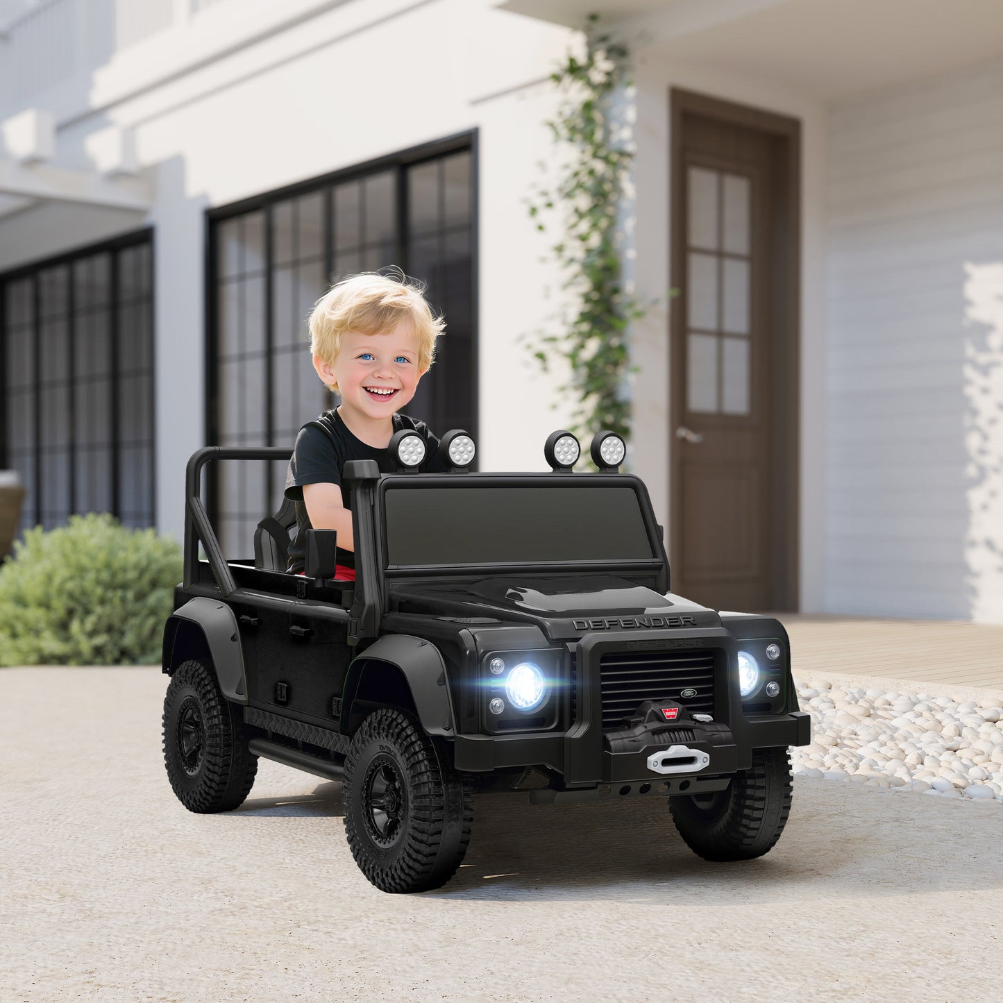 Qaba Land Rover Licensed Kids Ride on Truck with Remote Control, Spring Suspension, LED Lights, 3 Speed, Dark Green