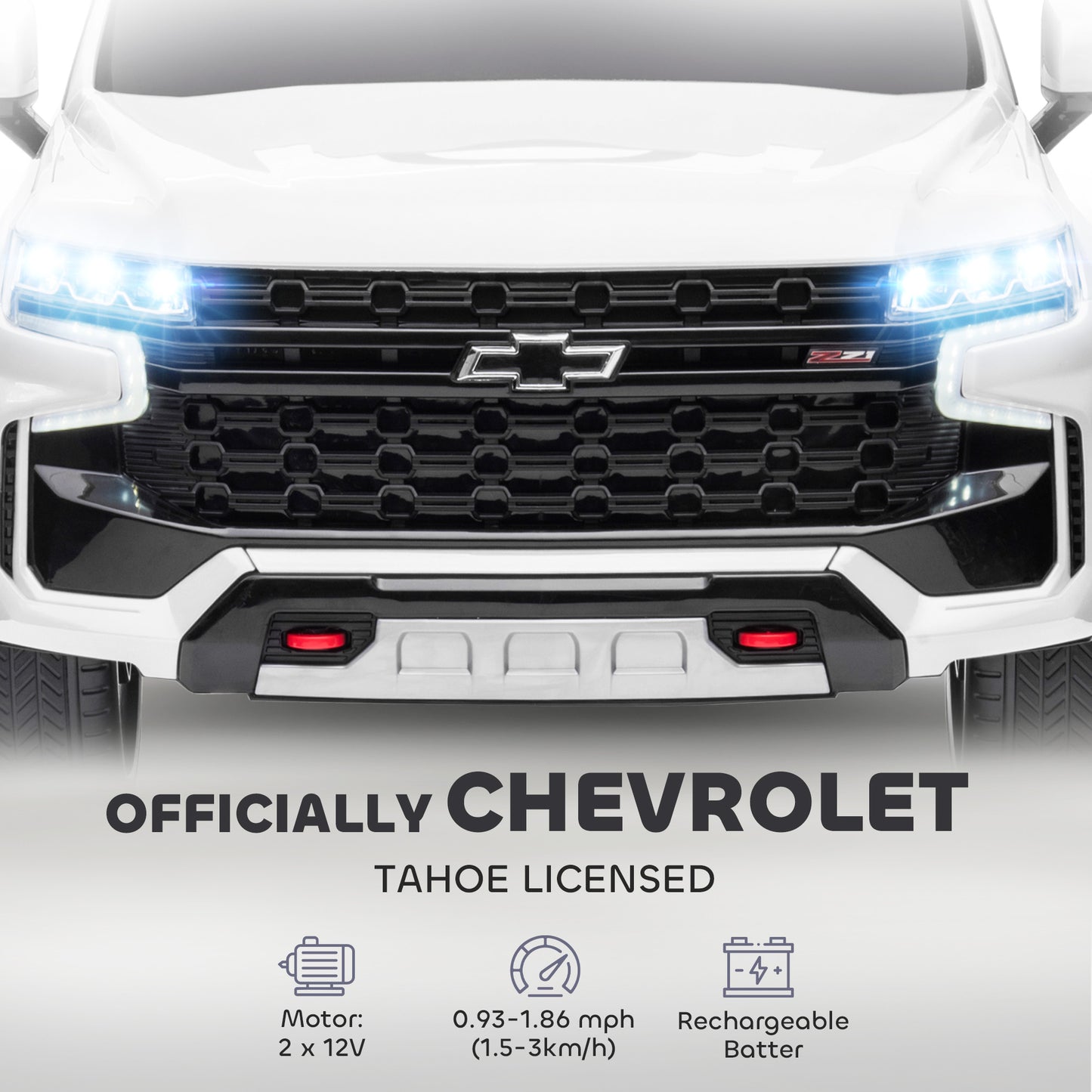Aosom Licensed Chevrolet Tahoe Kids Ride on Car, 12V 7AH Toddler Electric Car with Parent Remote Control, 3 Speeds, Spring Suspension, LED Light, Horn, Music, Black