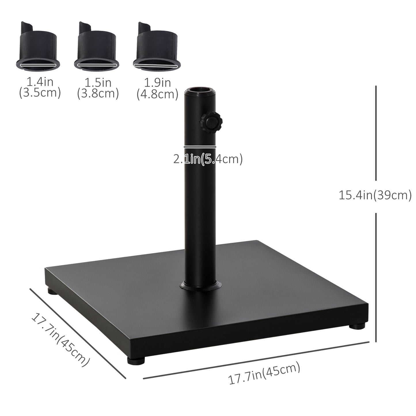 Outsunny 29 lbs Market Umbrella Base Holder 16" Heavy Duty Square Parasol Stand for Patio, Outdoor, Backyard, Black