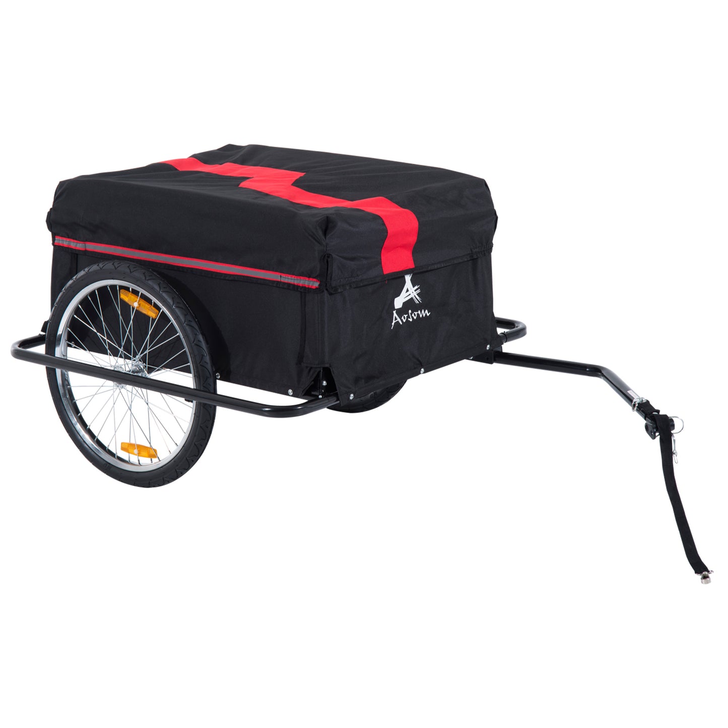 Aosom Bike Cargo Trailer Bicycle Luggage Carrier Cart with Cover Black Red