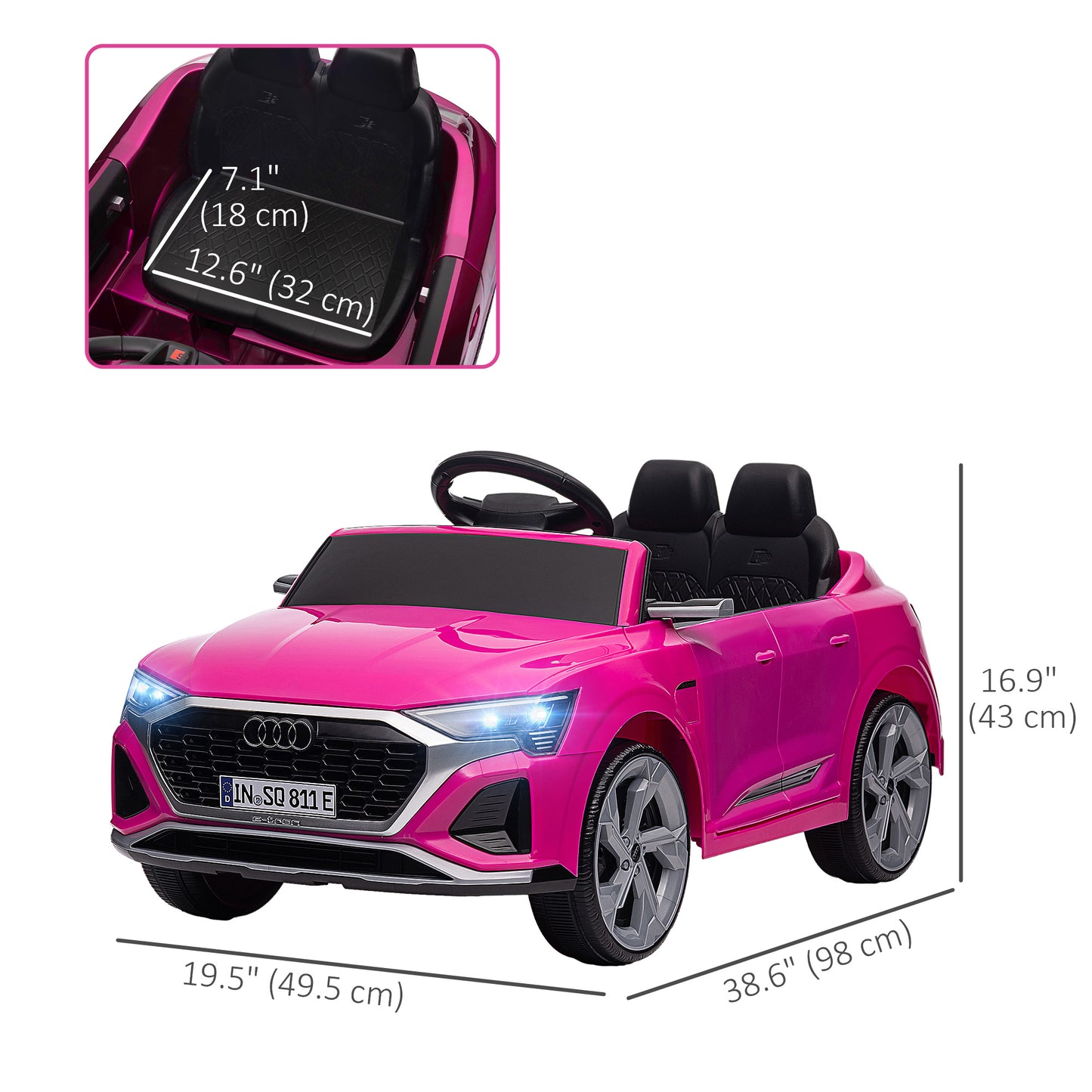 Qaba 12V Battery Powered Kids Electric Car, Audi Q8 etron Sportback Licensed Ride on Car w/ Remote Control, White