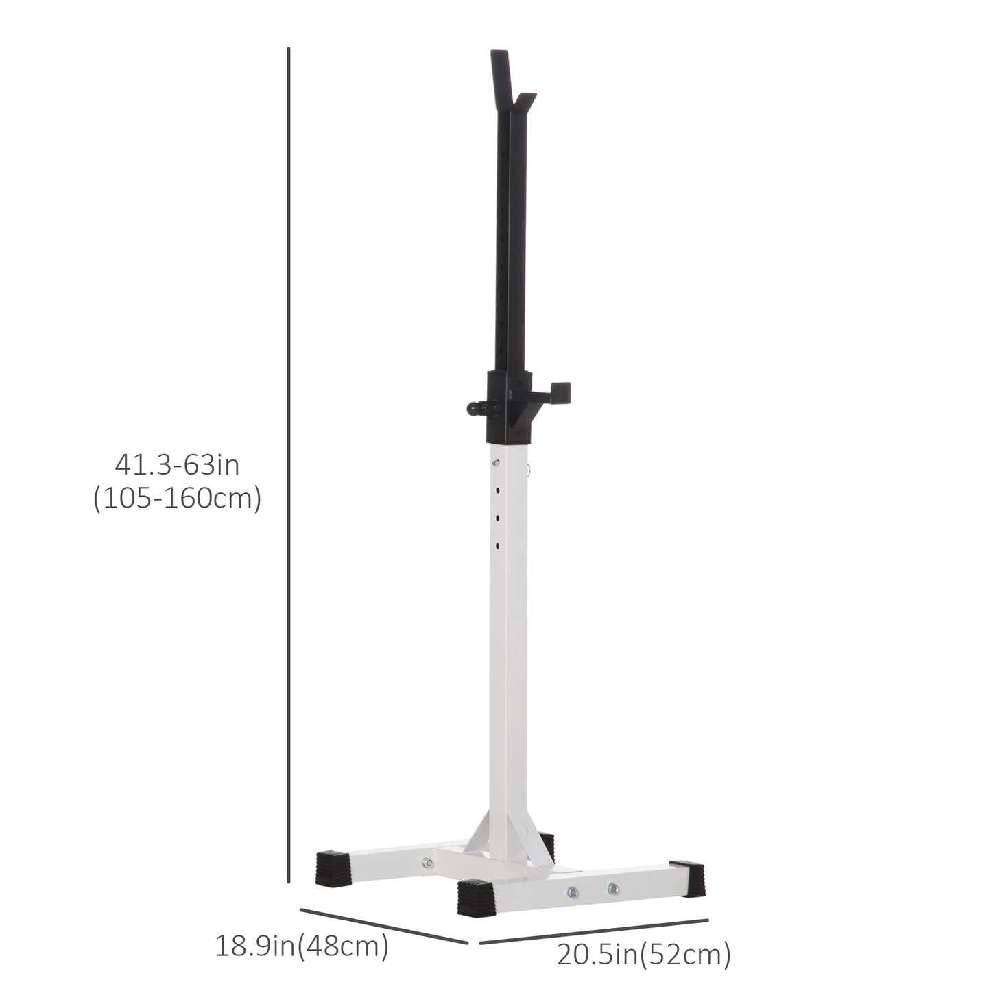 Soozier Adjustable Barbell Rack Stable Power Squat Stand Portable 2 Bars Barbell Holder Weight Rack, Black and White