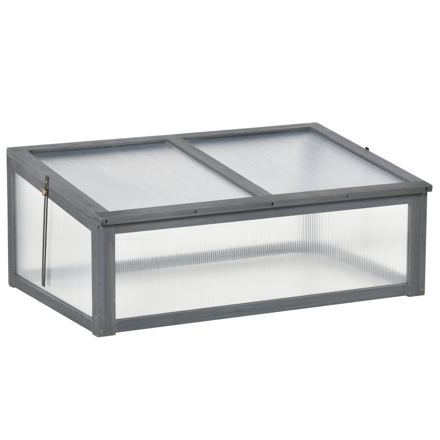 Outsunny 39" x 26" x 16" Wooden Cold Frame with Openable and Tilted Top Cover, Small Polycarbonate Planter Box for Flowers, Vegetables, Plants, Brown