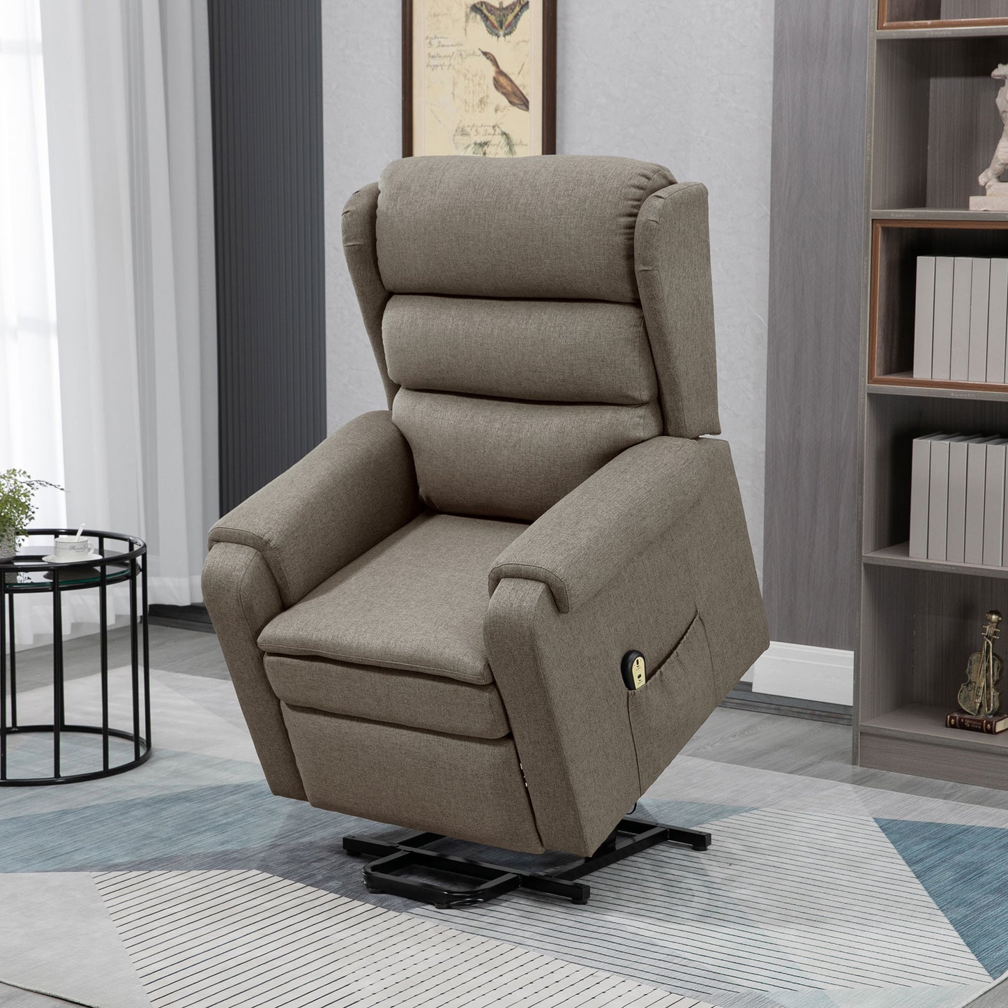 HOMCOM Lift Chair for Elderly, Power Chair Recliner with Footrest, Remote Control, Side Pockets for Living Room, Grey