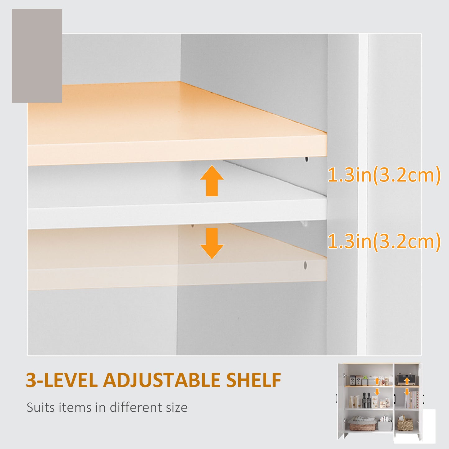 HOMCOM Modern Sideboard Buffet Cabinet, Modern Kitchen Storage Cabinet with 3 Doors Adjustable Shelves, for Dining Room, White