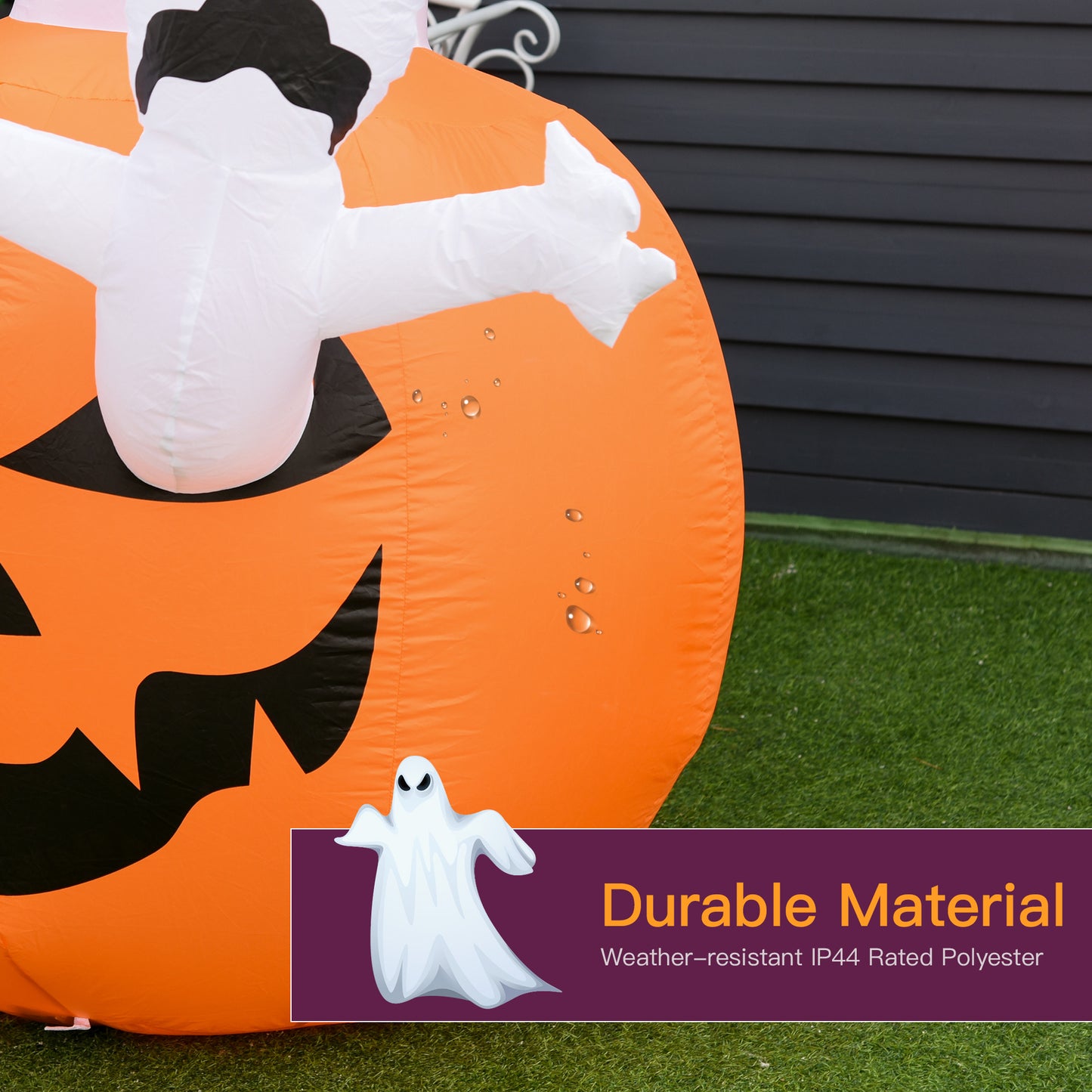 HOMCOM Inflatable Halloween Decoration Haunted Tree with Owl/Ghost/Pumpkins, Blow-Up Outdoor LED Display for Lawn, Garden, Party