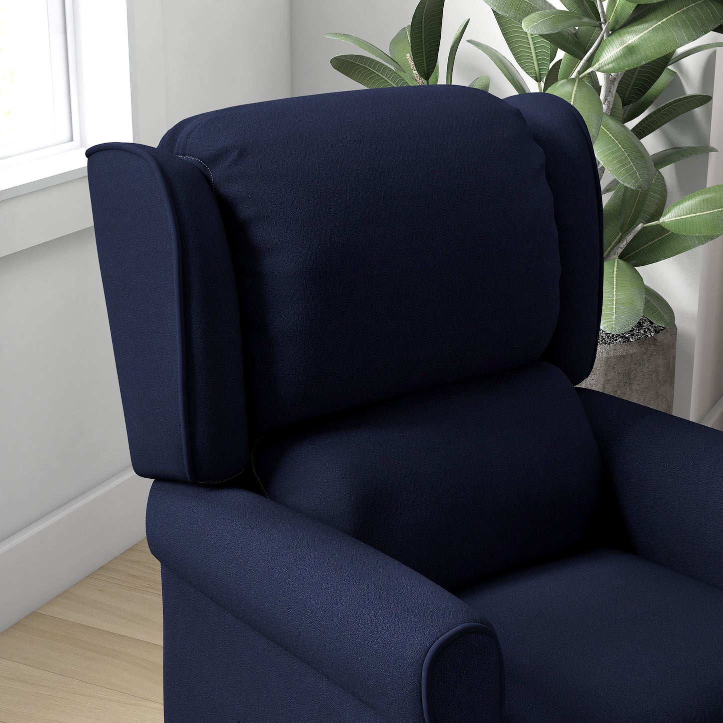 HOMCOM Massage Recliner Chair for Living Room, Push Back Recliner Sofa, Suede Wingback Reclining Chair with Extendable Footrest, Wood Legs, Remote Control, Side Pockets, Black