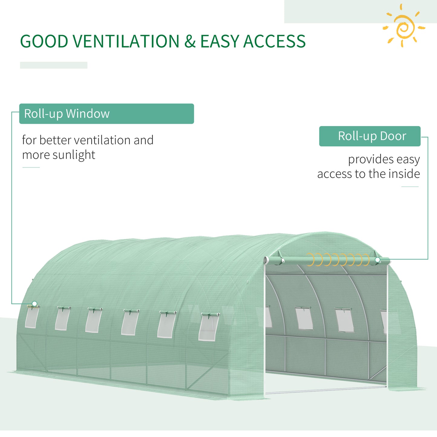 Outsunny Walk-in Greenhouse 20x10x7ft Heavy Duty Outdoor Backyard Seed Plant Vegetables Grow Warm House Green