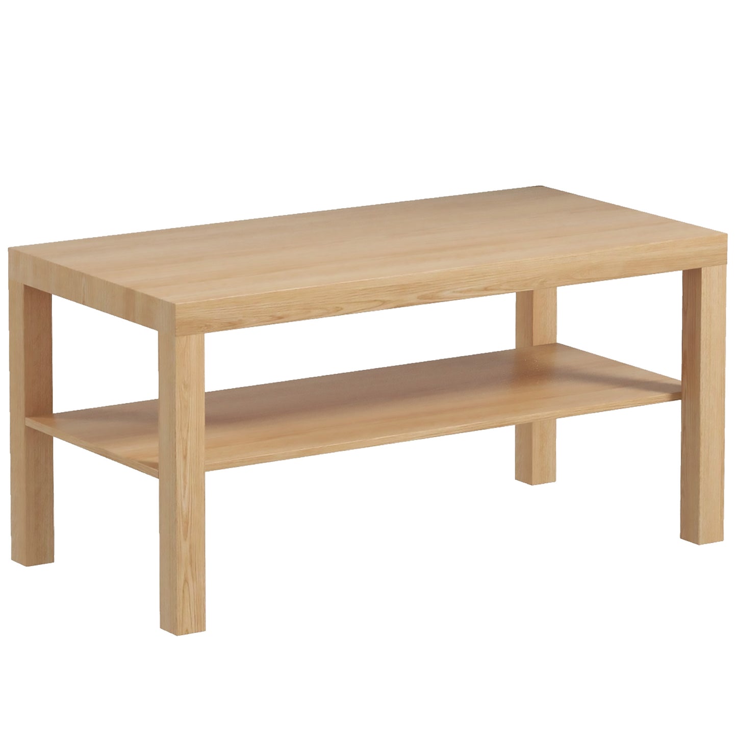HOMCOM 2 Tier Coffee Table with Storage Shelf, Rectangular Center Table for Living Room, Home Office Furniture Walnut