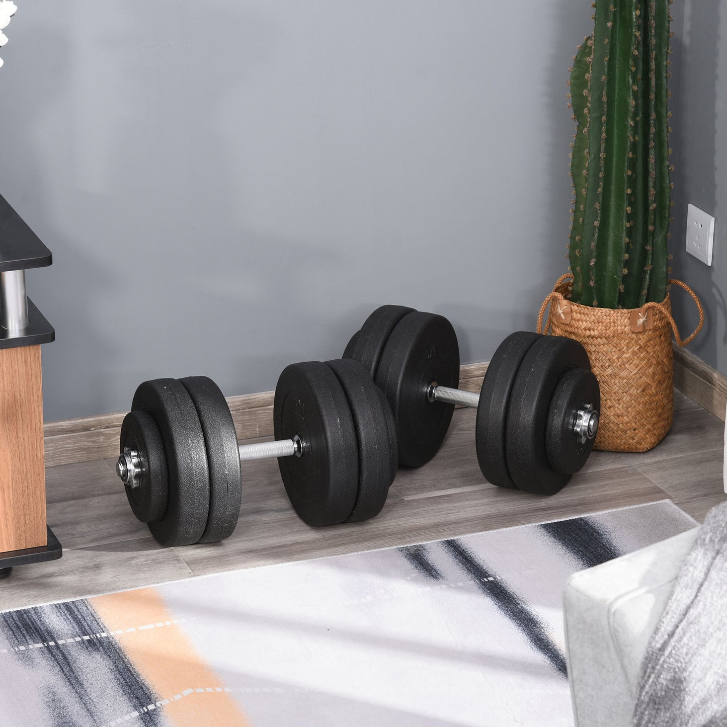 Soozier Adjustable 2 x 55lbs Weight Dumbbell Set for Weight Fitness Training Exercise Fitness Home Gym Equipment, Black (Pair)