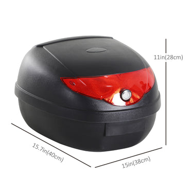 HOMCOM Detachable Scooter Motorcycle Trunk Top Case 24L Tour Luggage Box Tail Carrier Lockable Black
