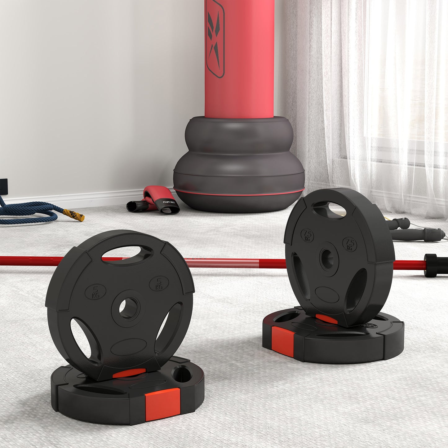 Soozier 1-Inch Weight Plates, Barbell Weights Set for Weightlifting and Strength Training, 2 x 22lbs + 2 x 11lbs