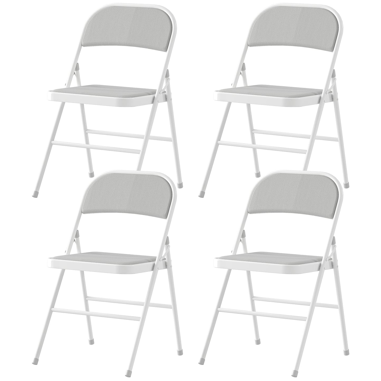 HOMCOM Set of 6 Metal Foldable Chairs, Linen Padded Folding Chairs with Cushion Seat and Open Back for Indoor, Black