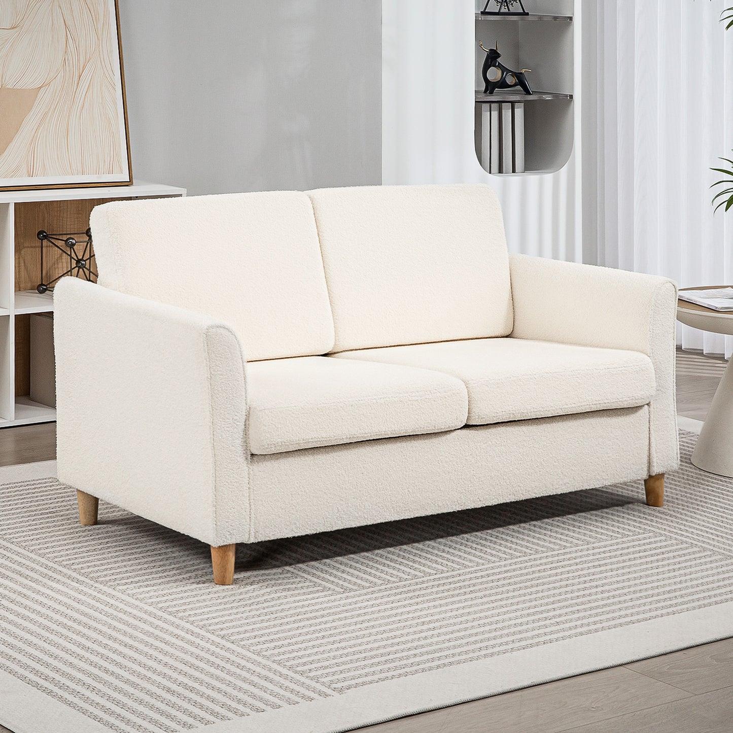 HOMCOM 2-Seat Sofa Two-Seater Couch with Armrests and Wood Legs for Living Room, Bedroom, Dark Grey