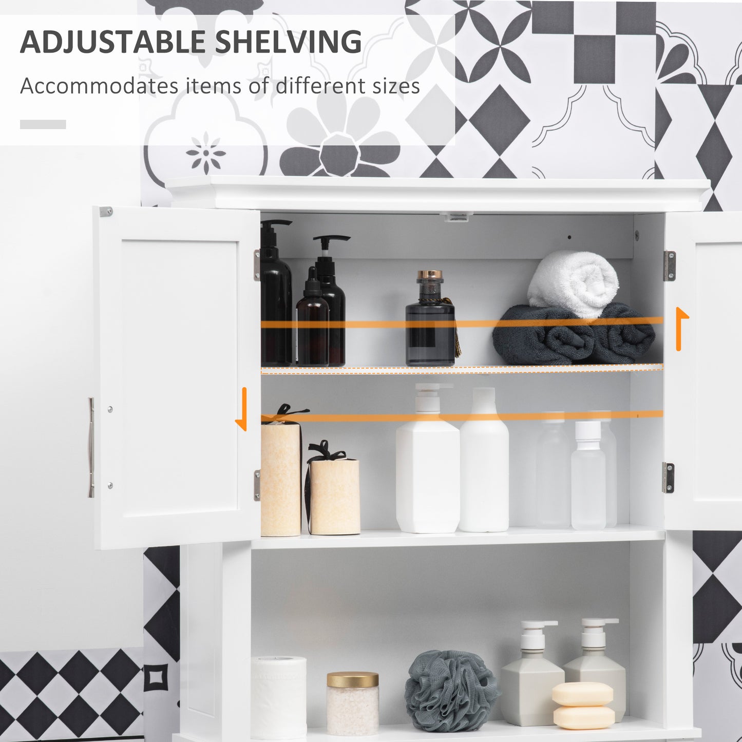 kleankin Over the Toilet Storage, Bathroom Cabinets Over Toilet, Cabinet Above Toilet with Doors and Shelves