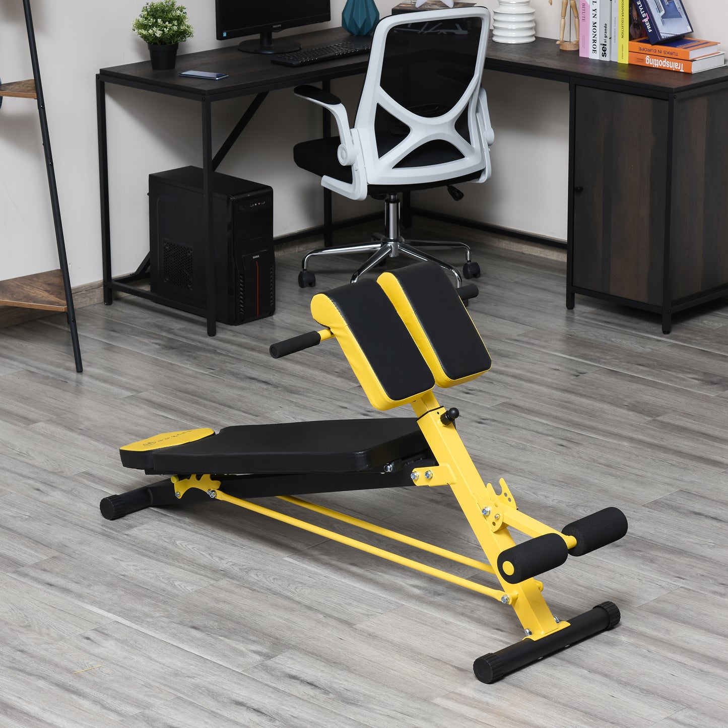 Soozier Adjustable Weight Bench Roman Chair Exercise Training Multi-Functional Hyper Extension Bench Dumbbell Bench Ab Sit up Decline Flat Black and Red