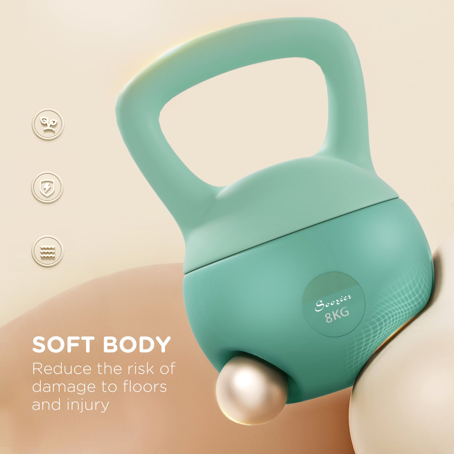 Soozier 18 lb Soft Kettlebell, Sand Filled Weight w/ Grip Handle, Kettlebell Weight for Full Body Workout and Strength Training