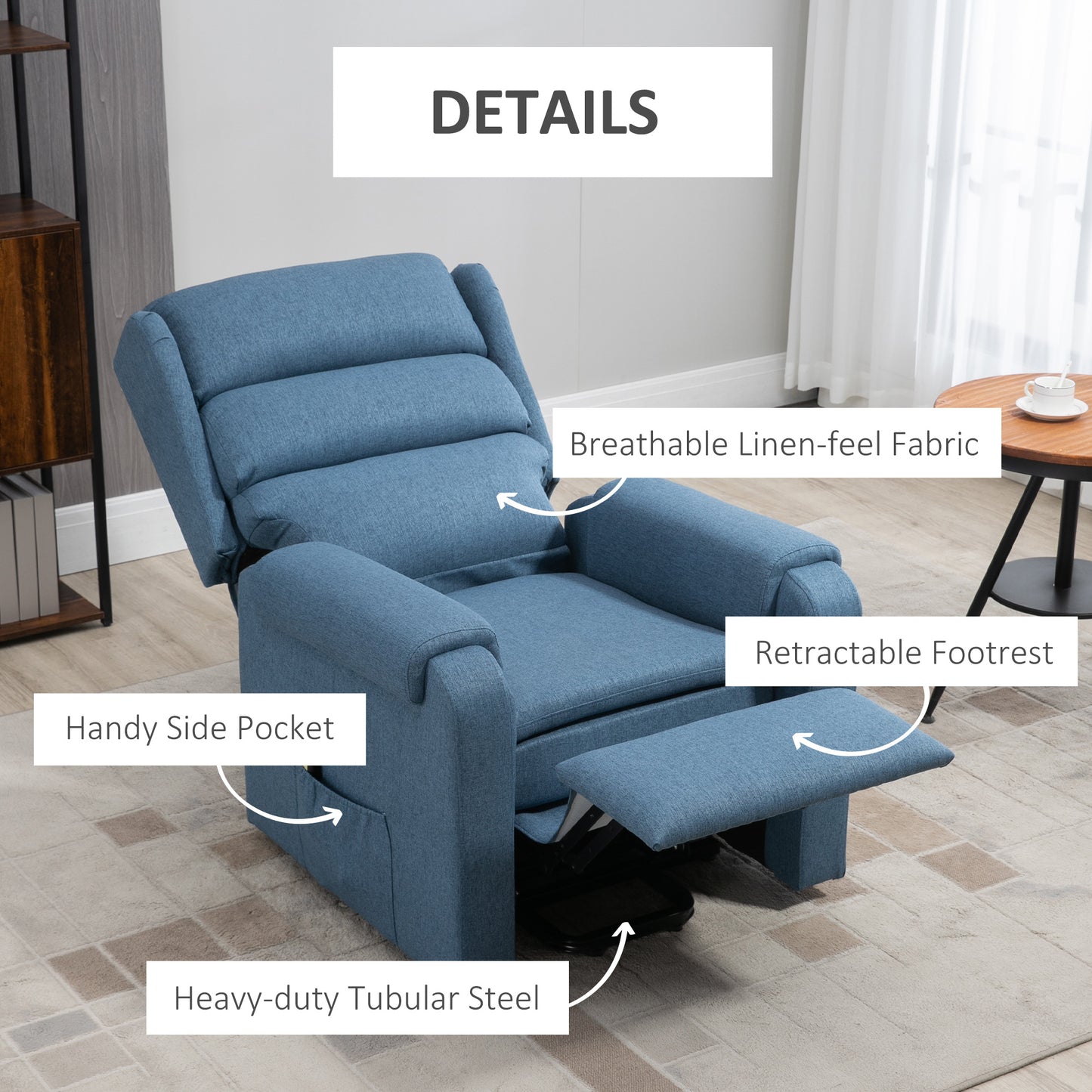HOMCOM Lift Chair for Elderly, Power Chair Recliner with Footrest, Remote Control, Side Pockets for Living Room, Grey