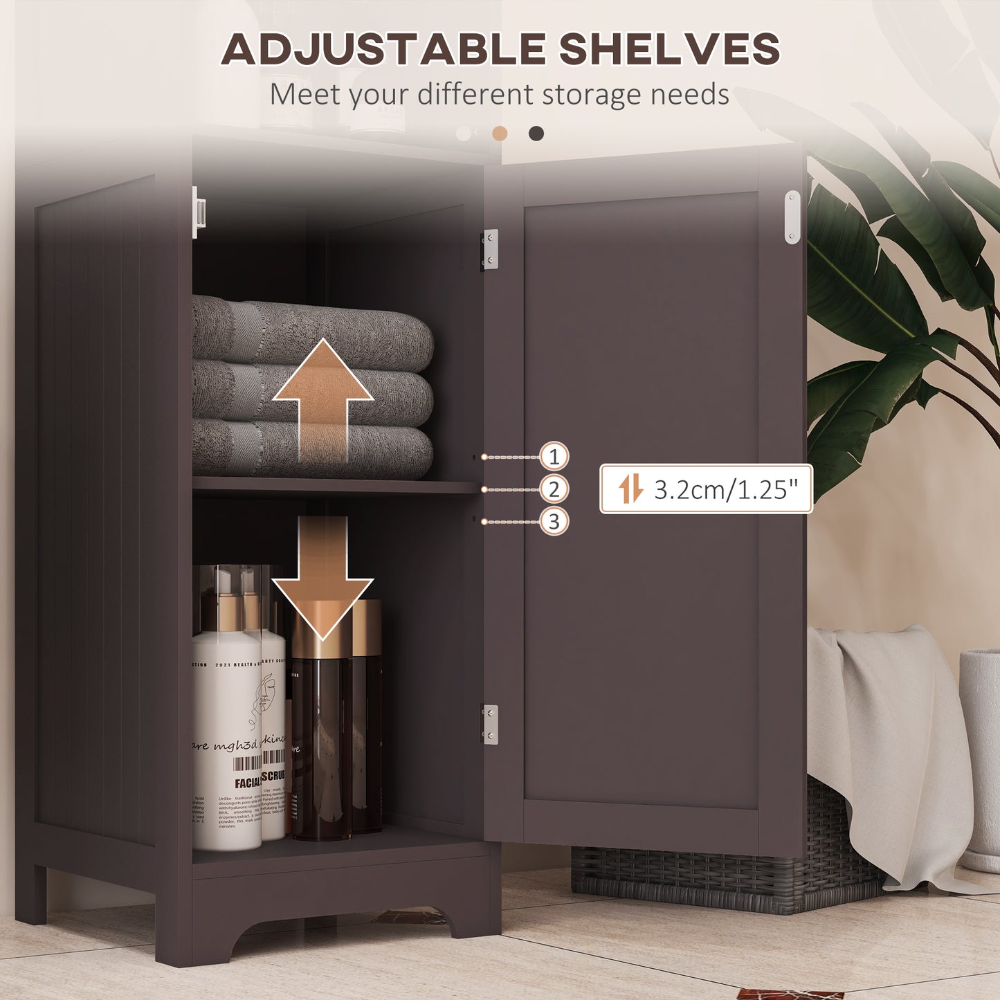 kleankin Tall Bathroom Storage Cabinet, Freestanding Tower Cabinet with Adjustable Shelf, 3 Open Shelves, White