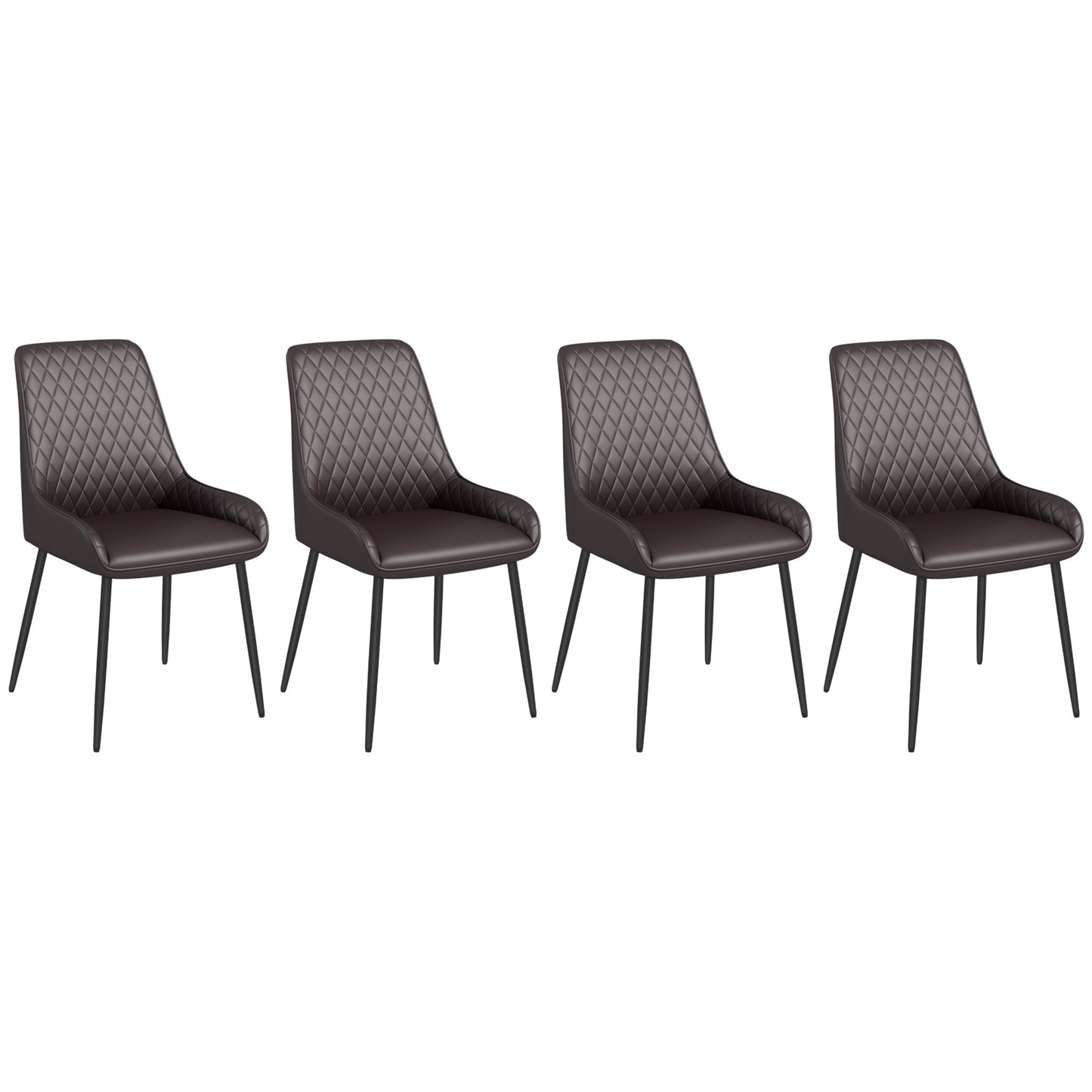 HOMCOM Upholstered Kitchen Chairs, Modern Dining Chairs Set of 2 with Diamond Tufting and Steel Legs for Dining Room, Black
