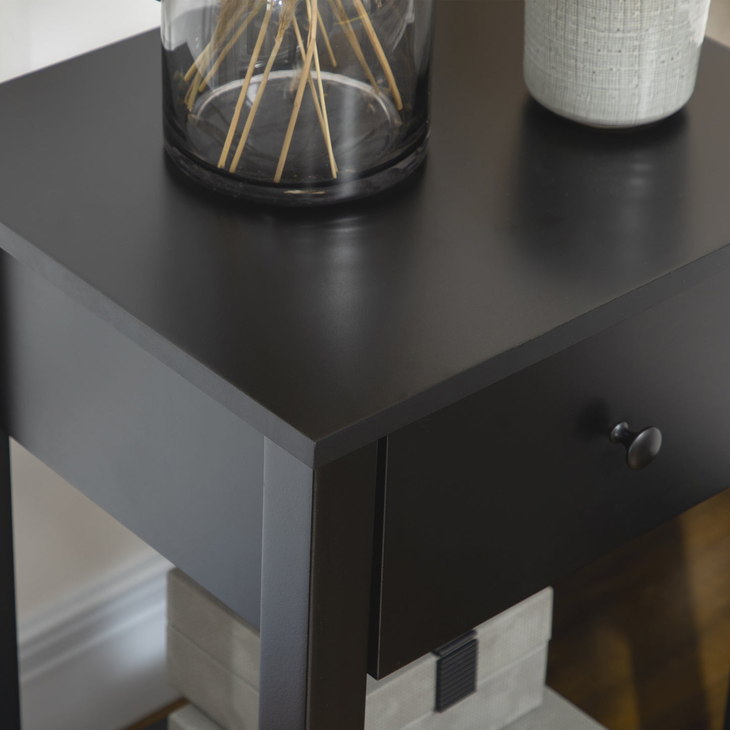 HOMCOM Side Table Set of 2, End Tables with Drawer and Bottom Shelf, 2-tier Nightstand for Bedroom, Living Room, White