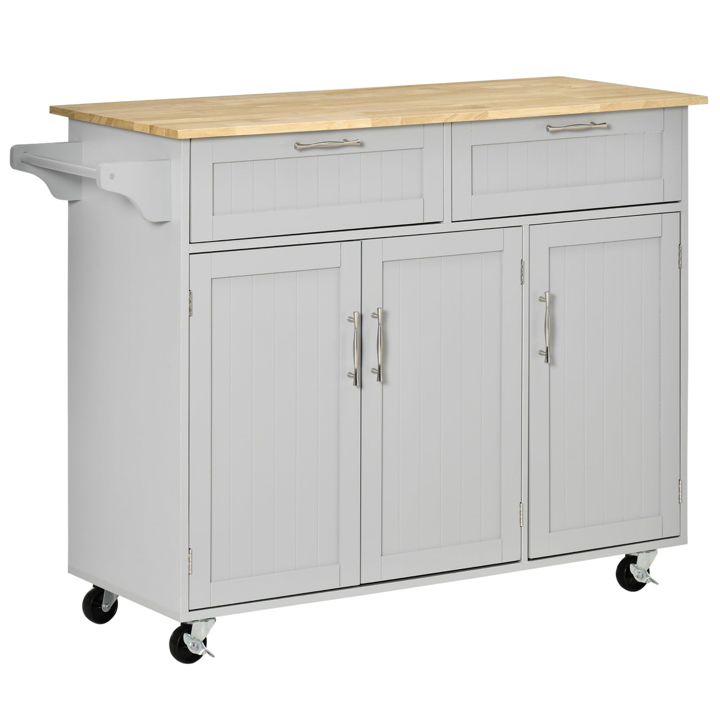HOMCOM Modern Kitchen Island, Utility Kitchen Serving Cart with 2 Storage Drawers & Cabinets for Dining Room, Black