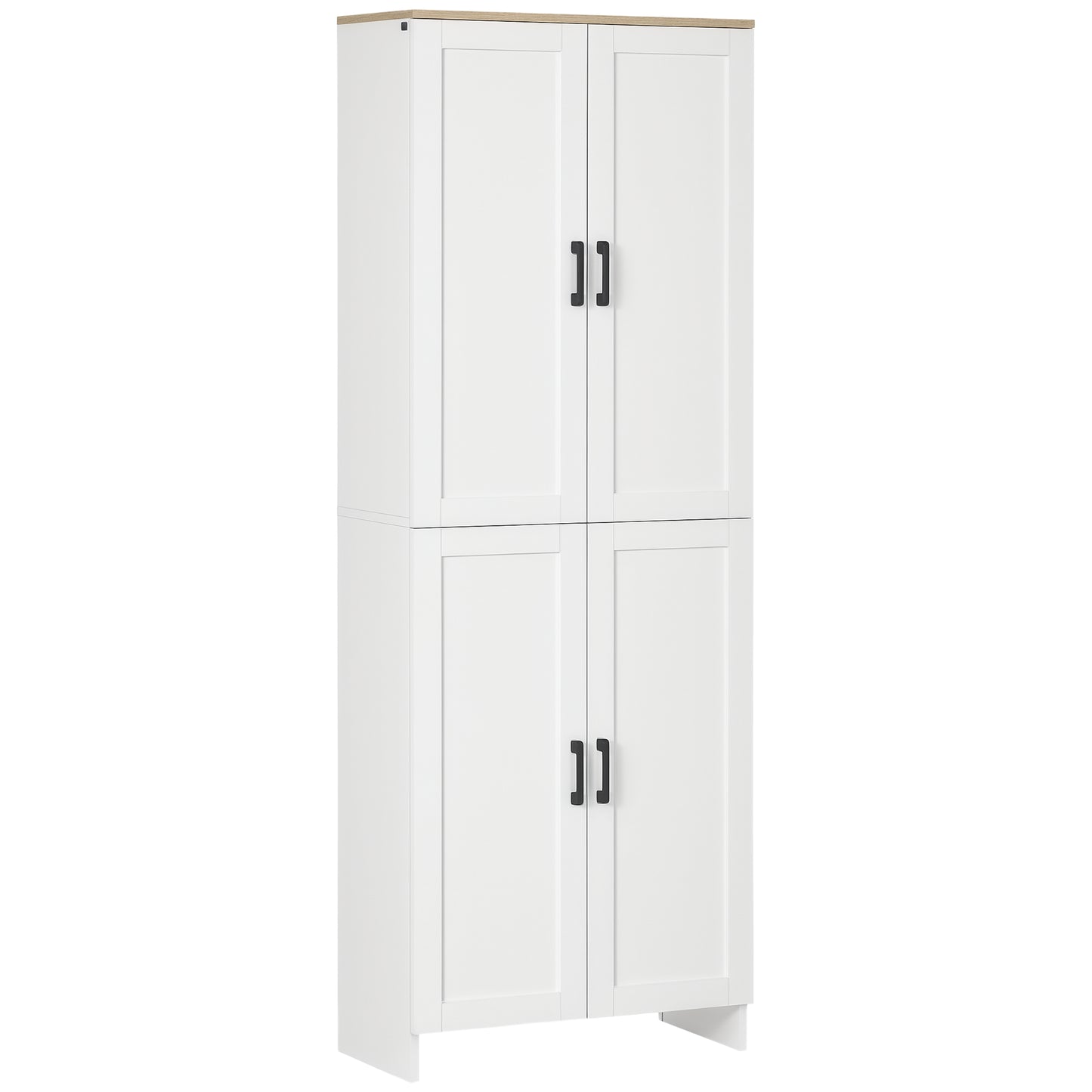 HOMCOM 67" 4-Door Kitchen Pantry Cabinet, Freestanding Storage Cabinet Cupboard with Adjustable Shelves, White
