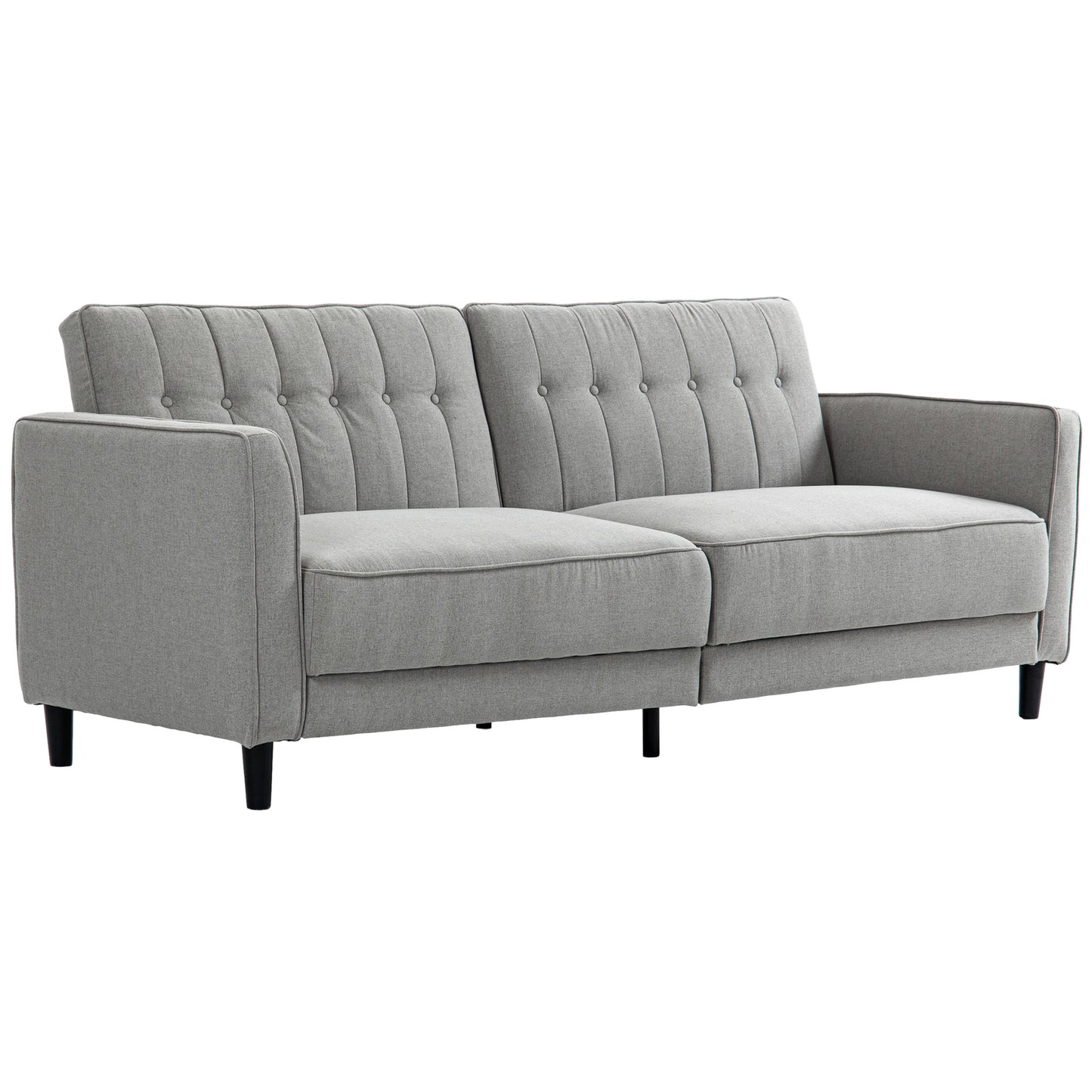 HOMCOM Convertible Bed with Couch, Button Tufted Fabric Sofa Bed with Adjustable Back for Living Room, Charcoal Grey