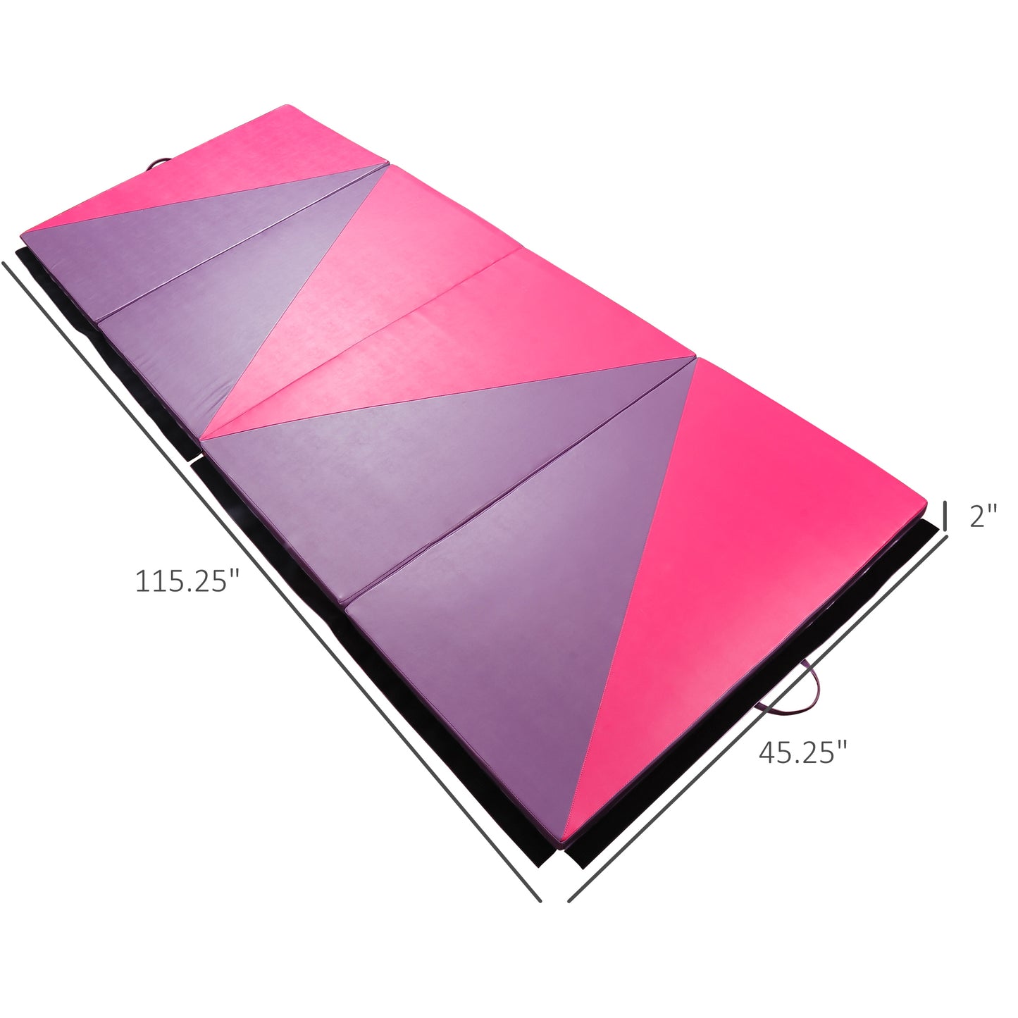 Soozier 4'x6'x2'' Folding Gymnastics Tumbling Mat, Exercise Mat with Carrying Handles for Yoga, MMA, Martial Arts, Stretching, Core Workouts, Pink and Purple