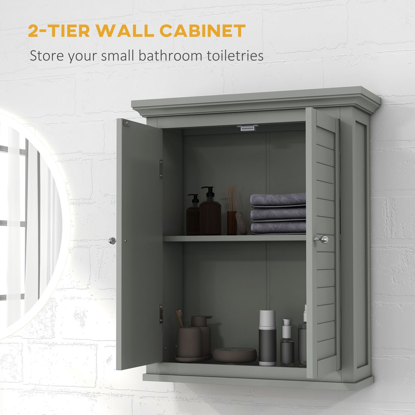kleankin Over Toilet Storage Cabinet, Bathroom Wall Cabinet with Adjustable Shelf for Living Room and Entryway, White