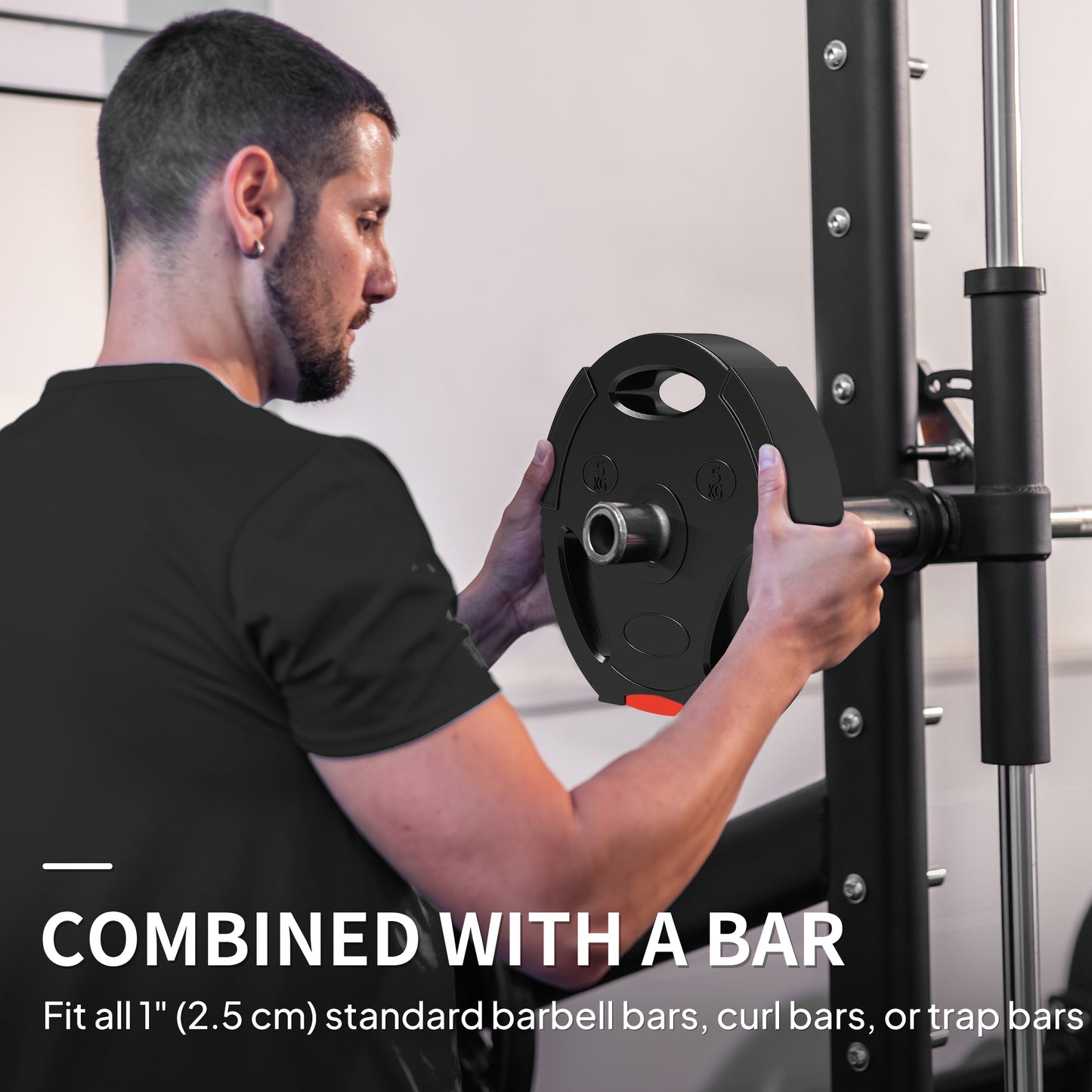 Soozier 1-Inch Weight Plates, Barbell Weights Set for Weightlifting and Strength Training, 2 x 22lbs + 2 x 11lbs