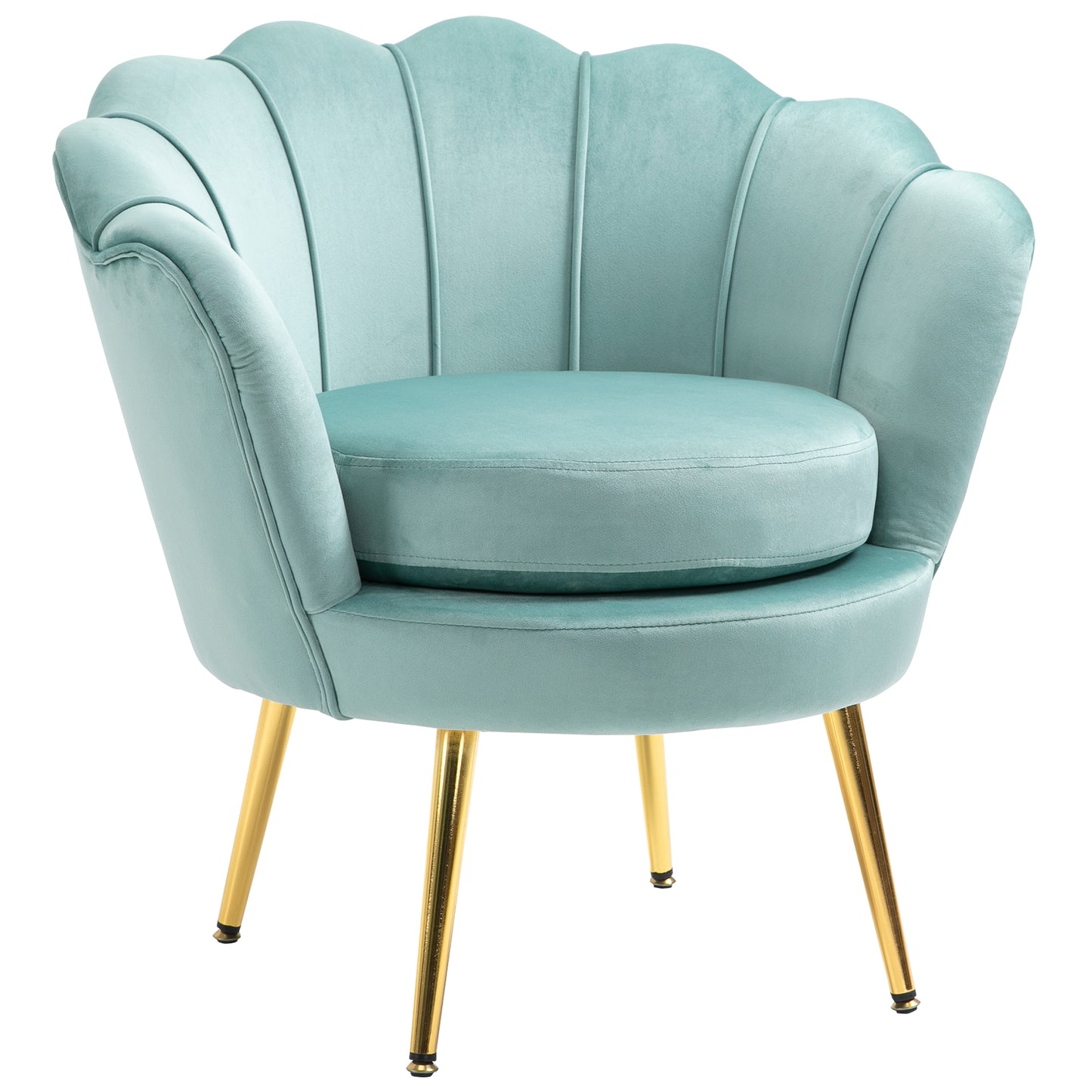 HOMCOM Modern Accent Chair, Velvet-Touch Fabric Leisure Club Chair with Gold Metal Legs for Bedroom, Blue