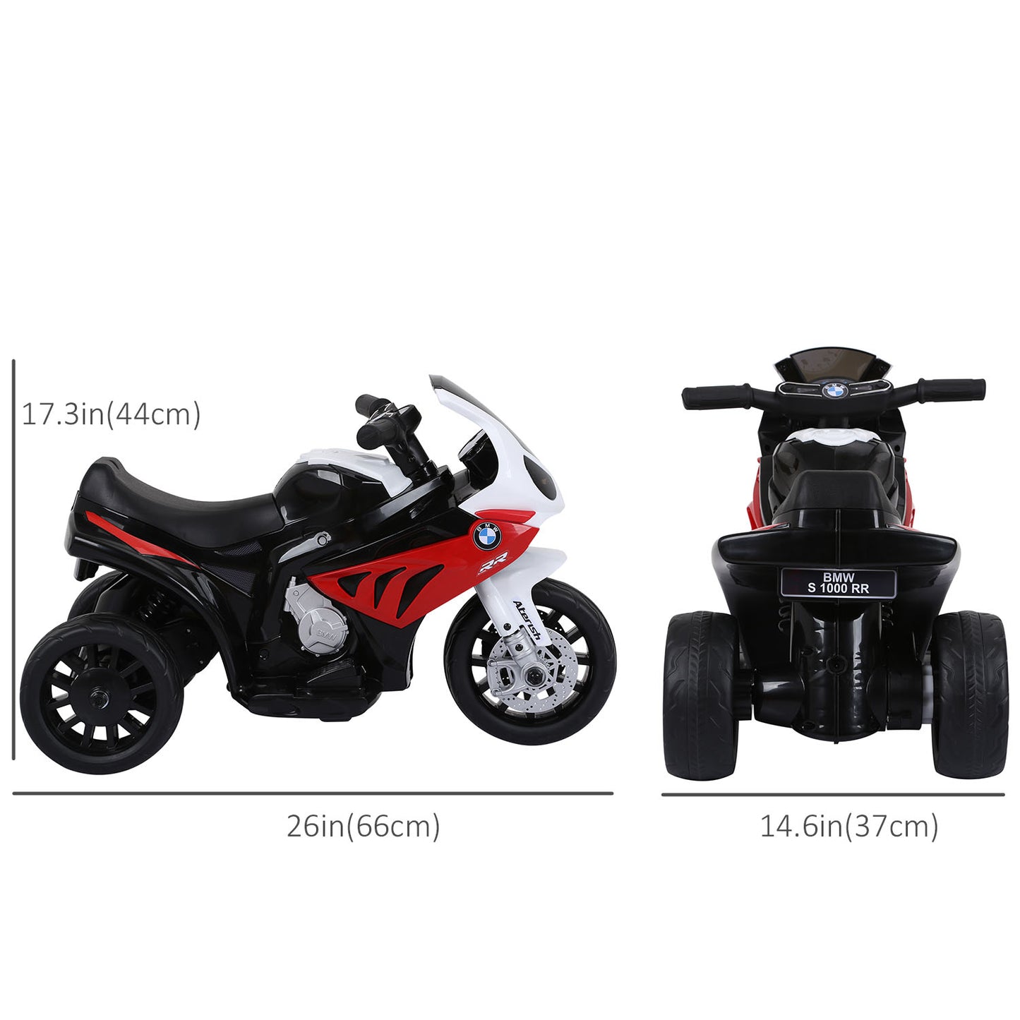 Aosom Kids Motorcycle, 6V Battery Powered Toddler Motorcycle with Headlight, Music, 3 Wheels Electric Motorcycle for Kids, Licensed BMW, Gift for Boys & Girls -Black