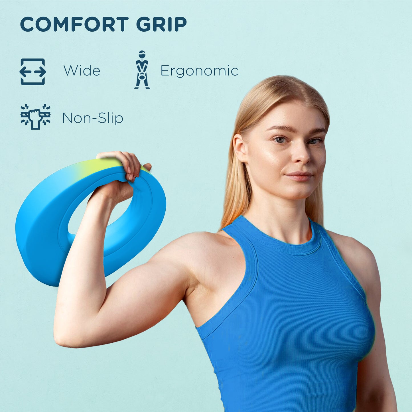 Soozier 13lbs Kettlebell, Soft Kettle Bell with Wide Handle for Home Gym Weight Lifting and Strength Training, Light Blue