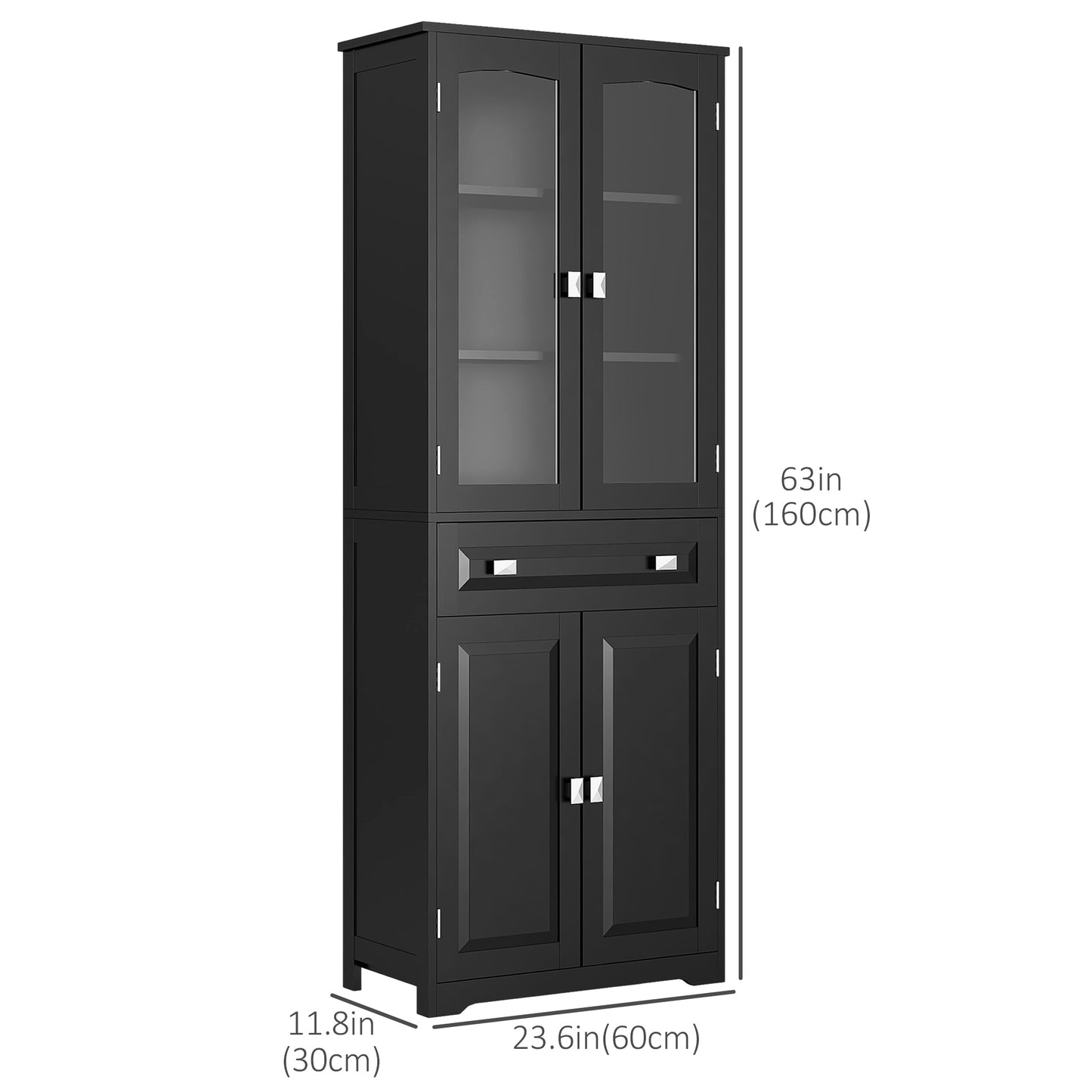 HOMCOM 63" 4-Door Kitchen Pantry Cabinet, Freestanding Storage Cabinet Cupboard with Adjustable Shelves, White