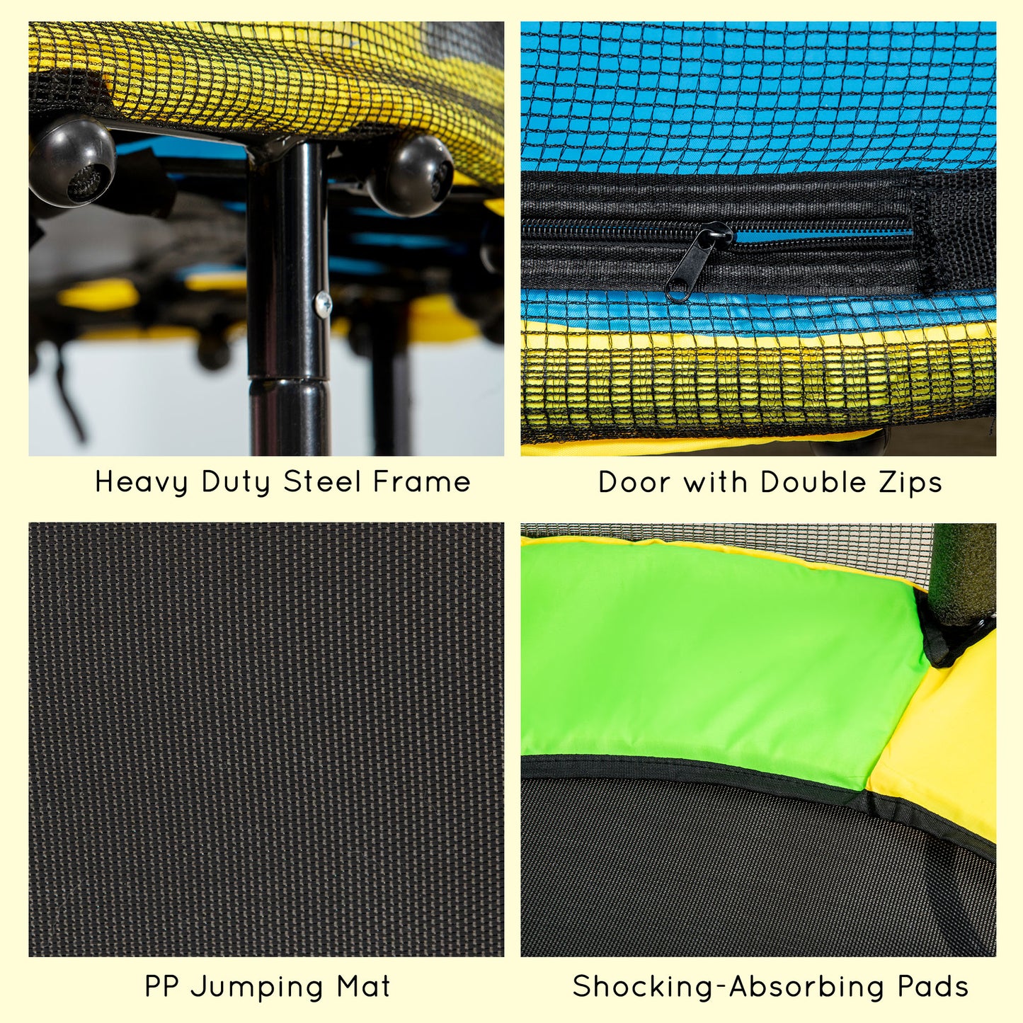 Qaba 4.6FT Trampoline for Kids with Enclosure Net for Ages 3-10, Indoor Outdoor Use, Black