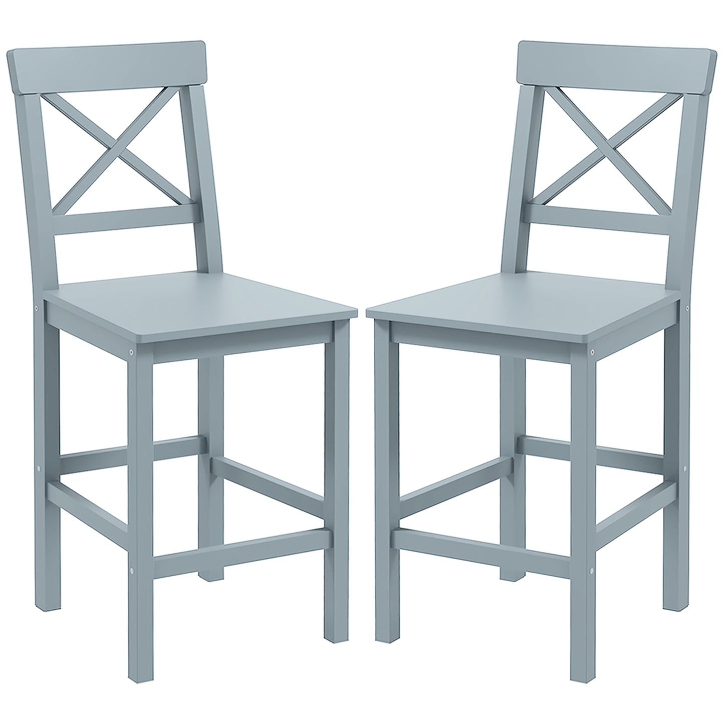 HOMCOM Counter Height Stools Set of 2, Farmhouse Bar Stools with Backs, Solid Wood Counter Stools for Kitchen Island
