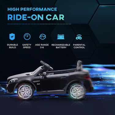 Aosom 12V Ride On Car with Parent Remote Control Two Motors Music Lights Suspension Wheels for 3-6 Years Black