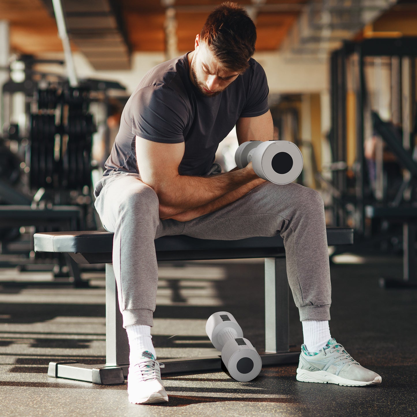 Soozier 11lbs Adjustable Dumbbell Set of Two, Hand Weights with 12 Weight Plates and Non-Slip Handles, for Men and Women, Home Gym Workout, White